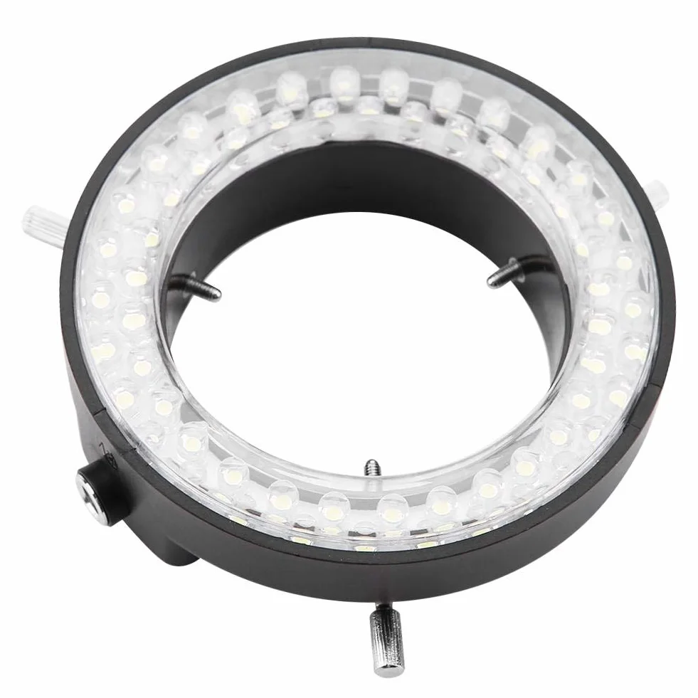 Mikroskop z oświetleniem LED, kamera mikroskopowa 3,5 W 56 diod LED do źródła światła, pierścieniowa z regulacją jasności 220 V, do mikroskopu stereo, biały (wtyczka UE)