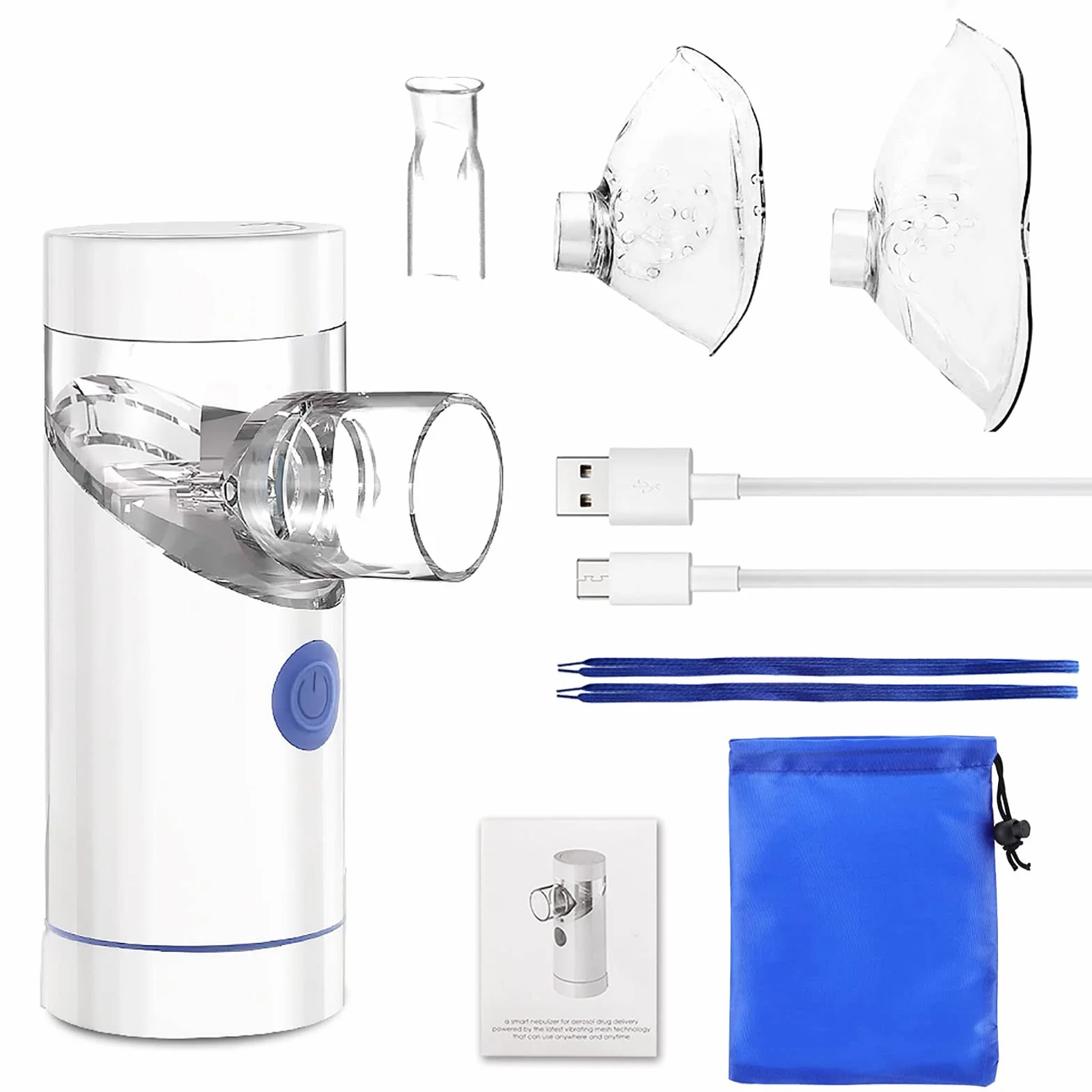 Nebulizator inhalator cichy przenośny akumulator aerozol USB dla dorosłych i dzieci z ustnikiem