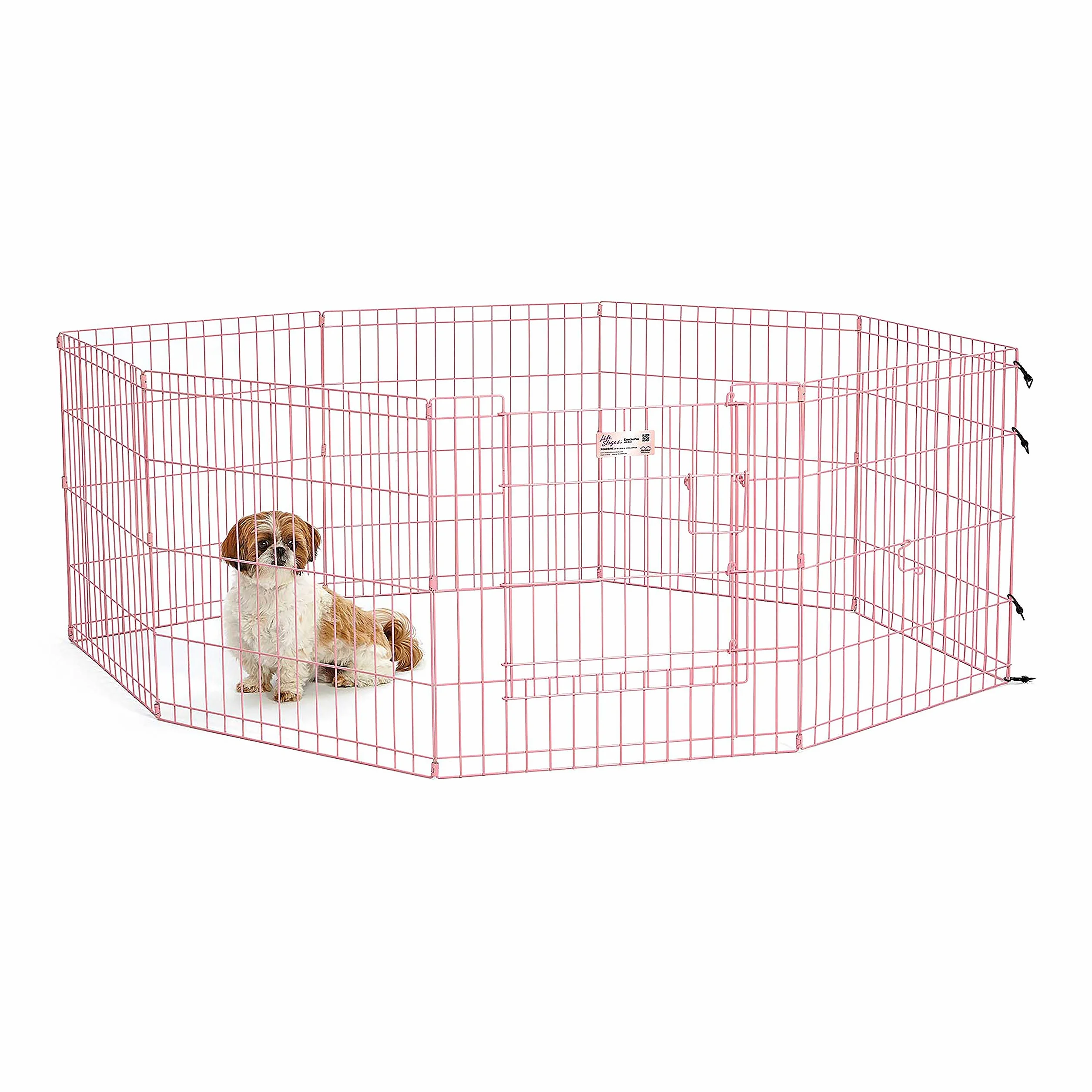 MidWest Homes for Pets Składany metalowy kojec do ćwiczeń dla psów i kojec dla zwierząt domowych z drzwiami, zawiera kołki uziemiające i zapewnia 1,5 metra przestrzeni do zabawy, 61 cm wysokości