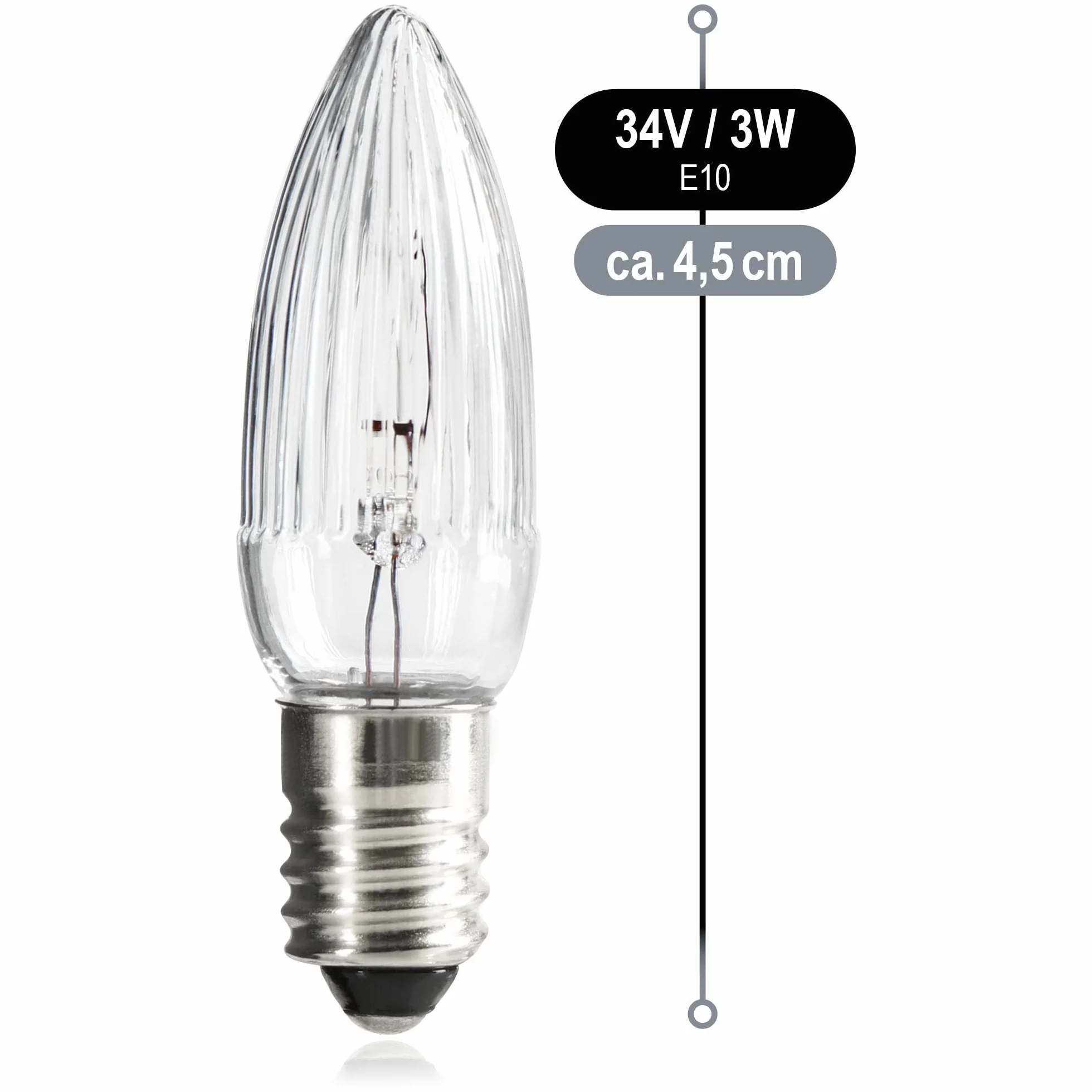 COM-FOUR® 6x swiece faliste do luków Schwipp z 7 lampami - zapasowe zarówki do lampek lub piramid - 34V / 3W, z gwintem E10 (06 sztuk - 34V)