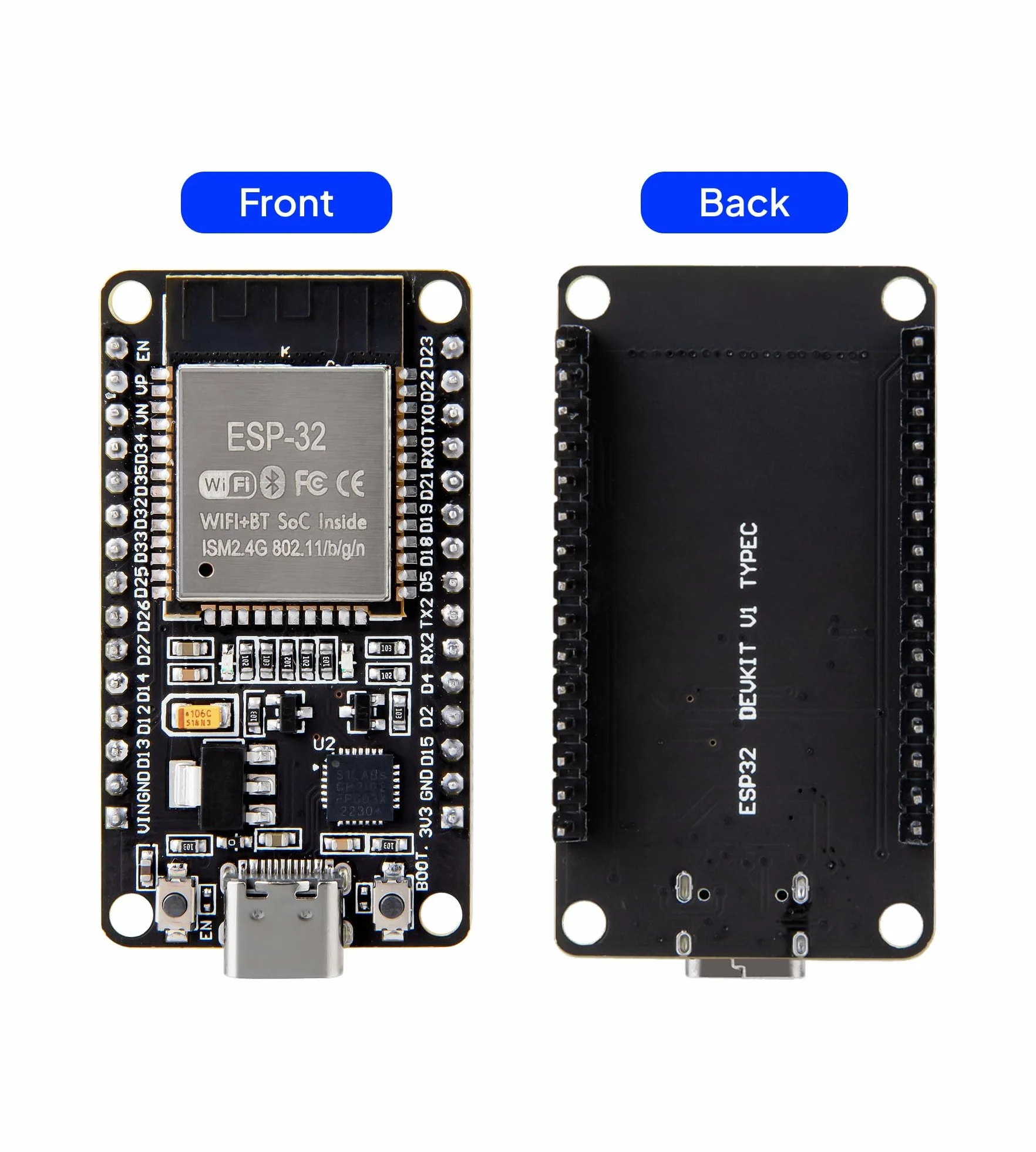 ELEGOO ESP32 płytka rozwojowa USB-C 2,4 GHz Dual Mode WiFi Bluetooth Dual Core mikrokontroler do Arduino IDE, 3 sztuki