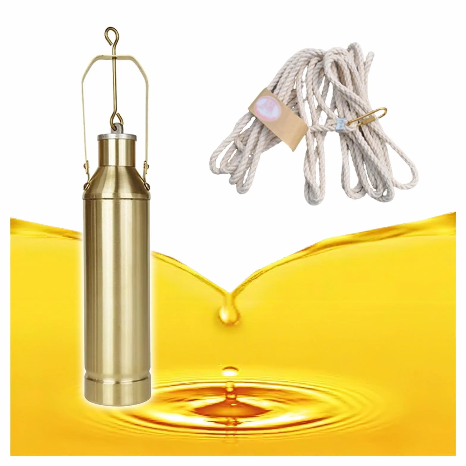 Próbnik oleju do pobierania próbek wody w stanie ciekłym do pobierania próbek ropy naftowej, czerpak do pobierania próbek wody o pojemności 300 ml, 500 ml i 1000 ml z liną 16 stóp do oleju opałowego