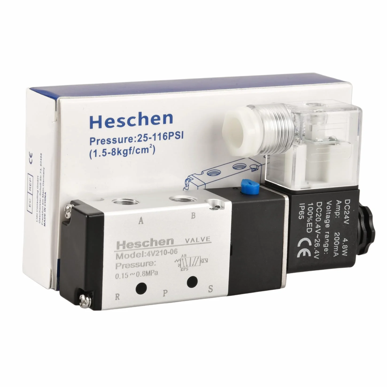 Heschen Elektryczny pneumatyczny zawór elektromagnetyczny 4V210-06 DC 24 V PT 1/8 5-drożny 2-pozycyjny