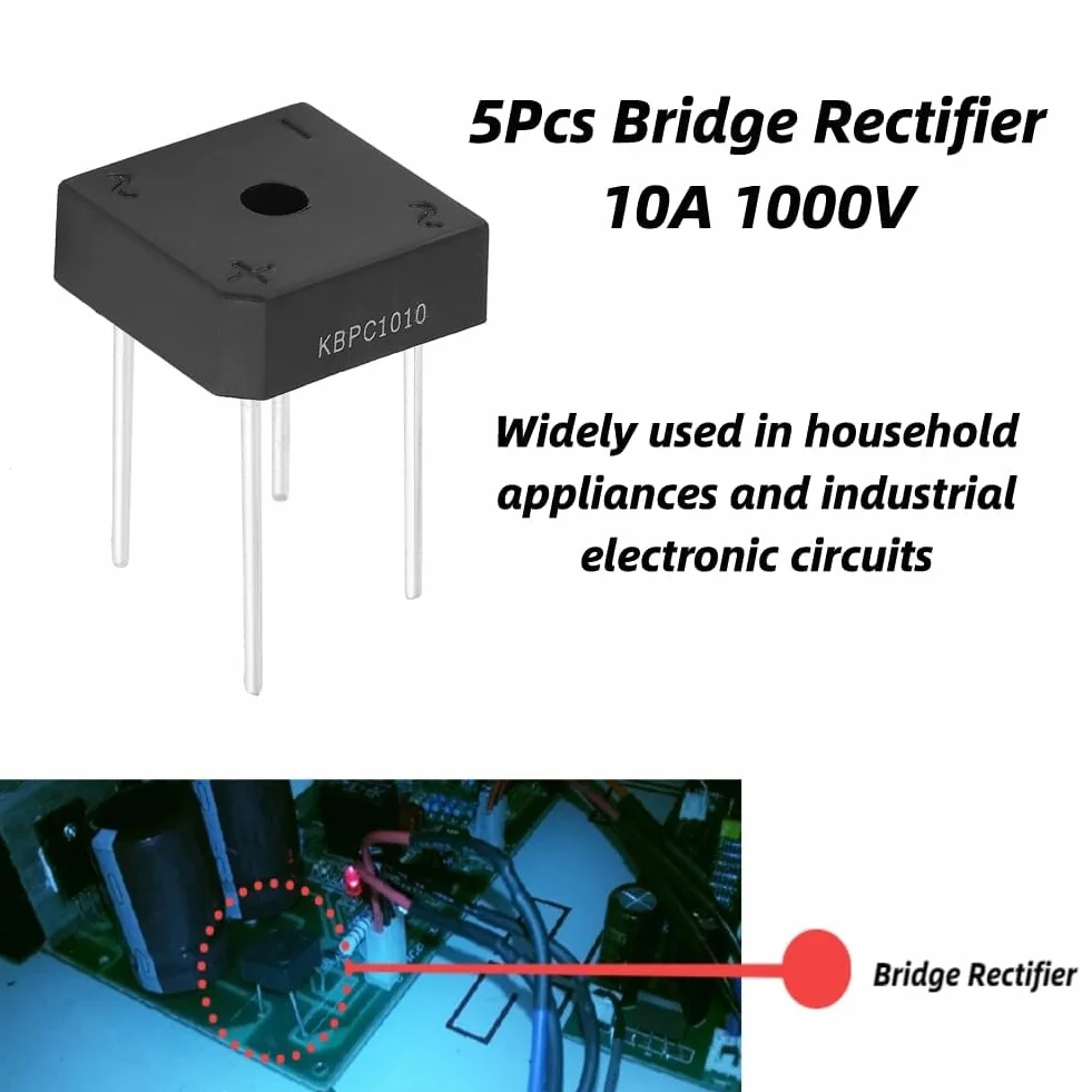 KBPC-1010 Brückendiodengleichrichter 10A 1000V 4-Pin Stabile Leistung(5Pcs)