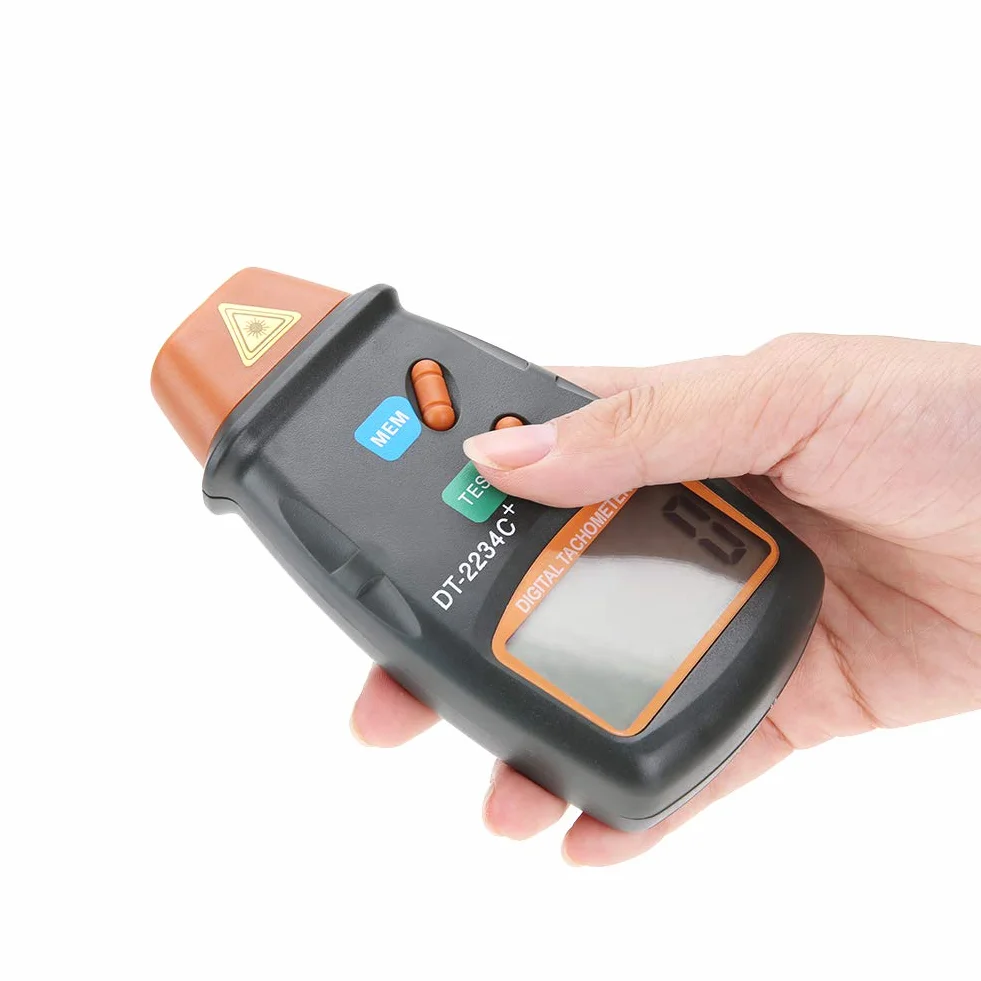 Cyfrowy tachometr, wysoka rozdzielczość 0,1 obr./min lub 1 obr./min, tach, obrotomierz LCD, do wyświetlania zdjęć Wyświetlacz LCD Obrotomierz obr./min Taśma odblaskowa