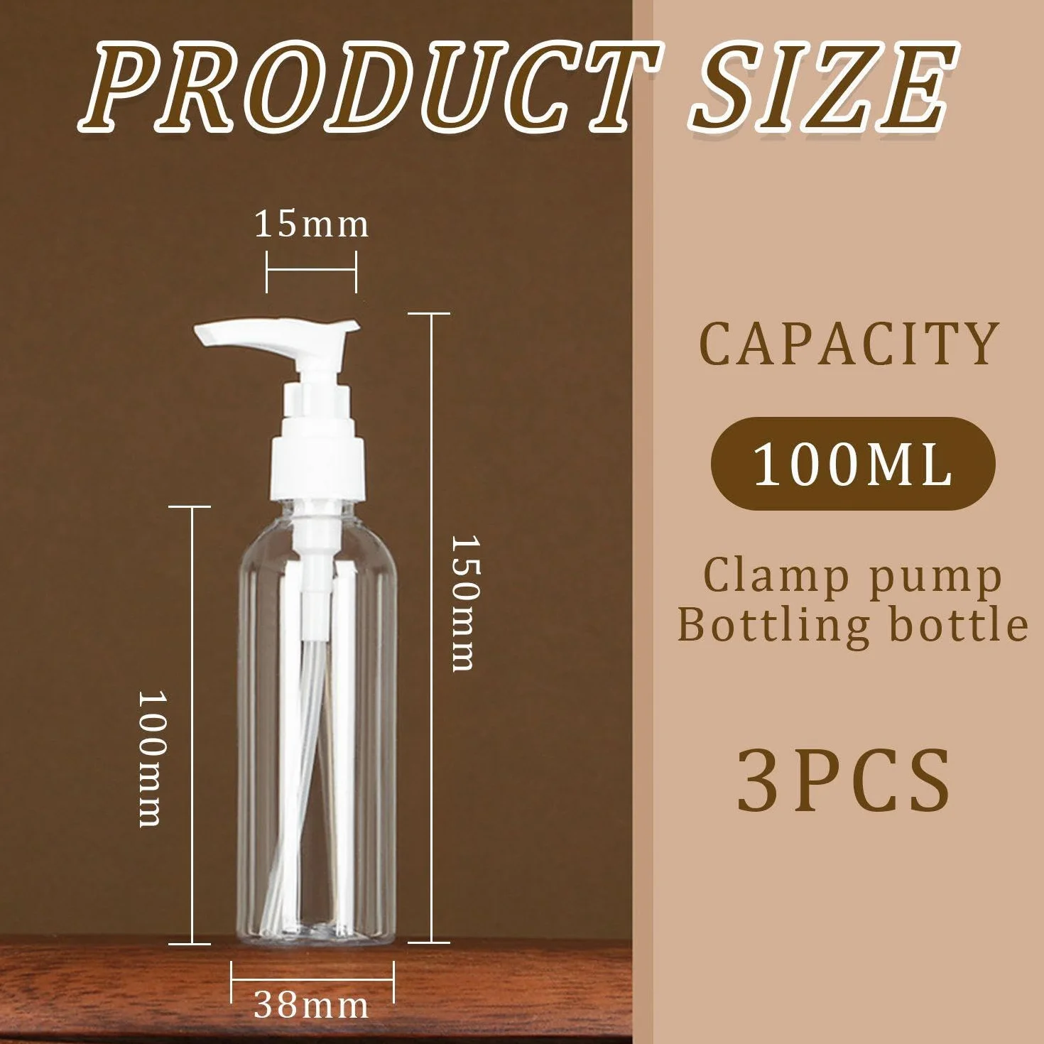 3 butelki na balsamy, przenośne dozowniki balsamu, dozownik 100 ml, mini dozownik mydła, butelka z pompką do wyciskania, butelka wielokrotnego użytku