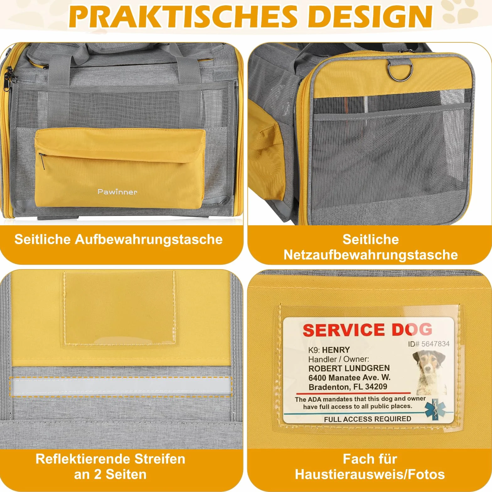 Klatka Transportowa dla Kotów I Psów Pawinner, Torba Transportowa dla Kotów o Wymiarach 45 X 33 X 33 cm, Składana I Przenośna, Z Uchwytem, Przeznaczona dla Zwierząt o Wadze do 9 Kg