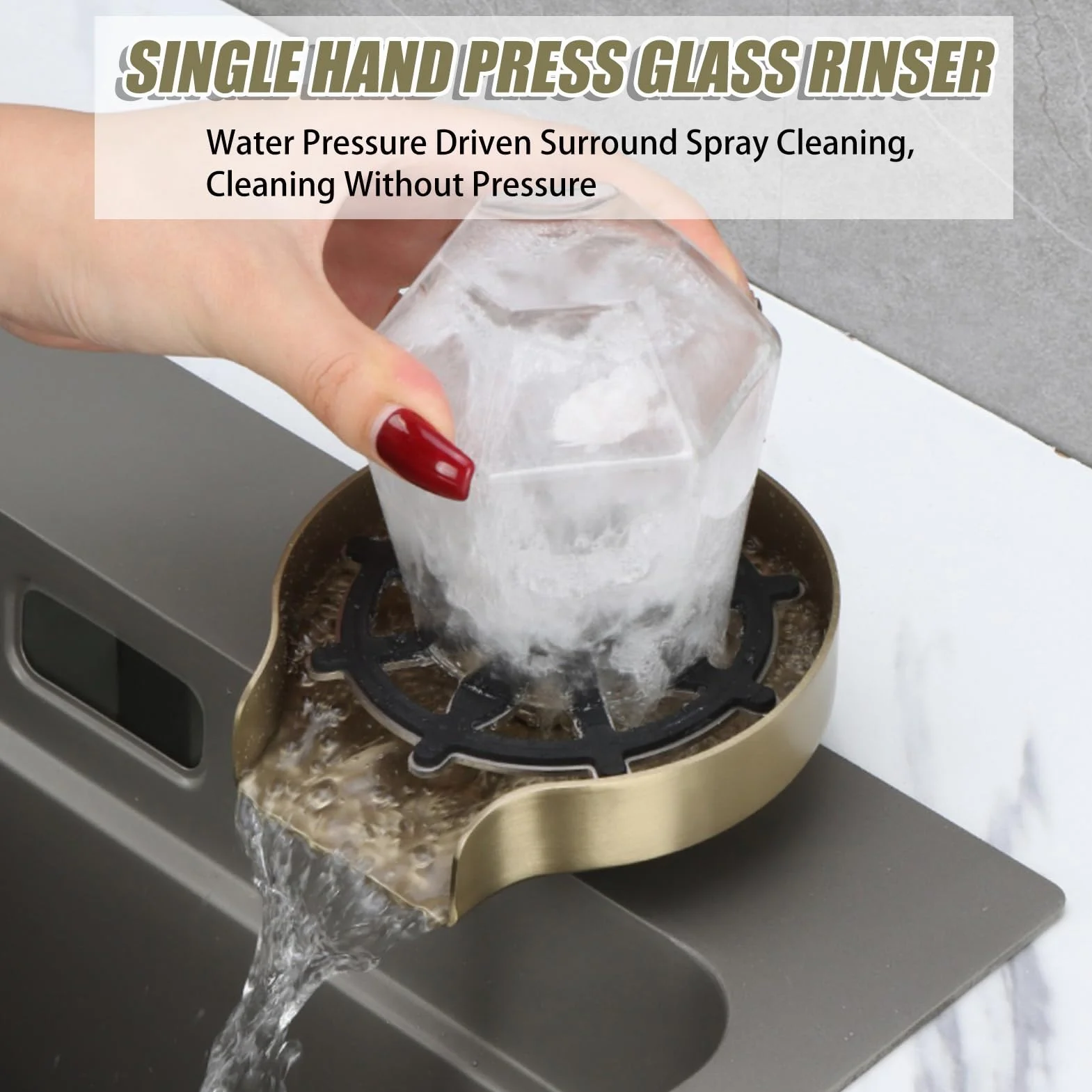 Household Bottle Washing Machine Quick Cup Washer Kitchen Sink Accessories Black