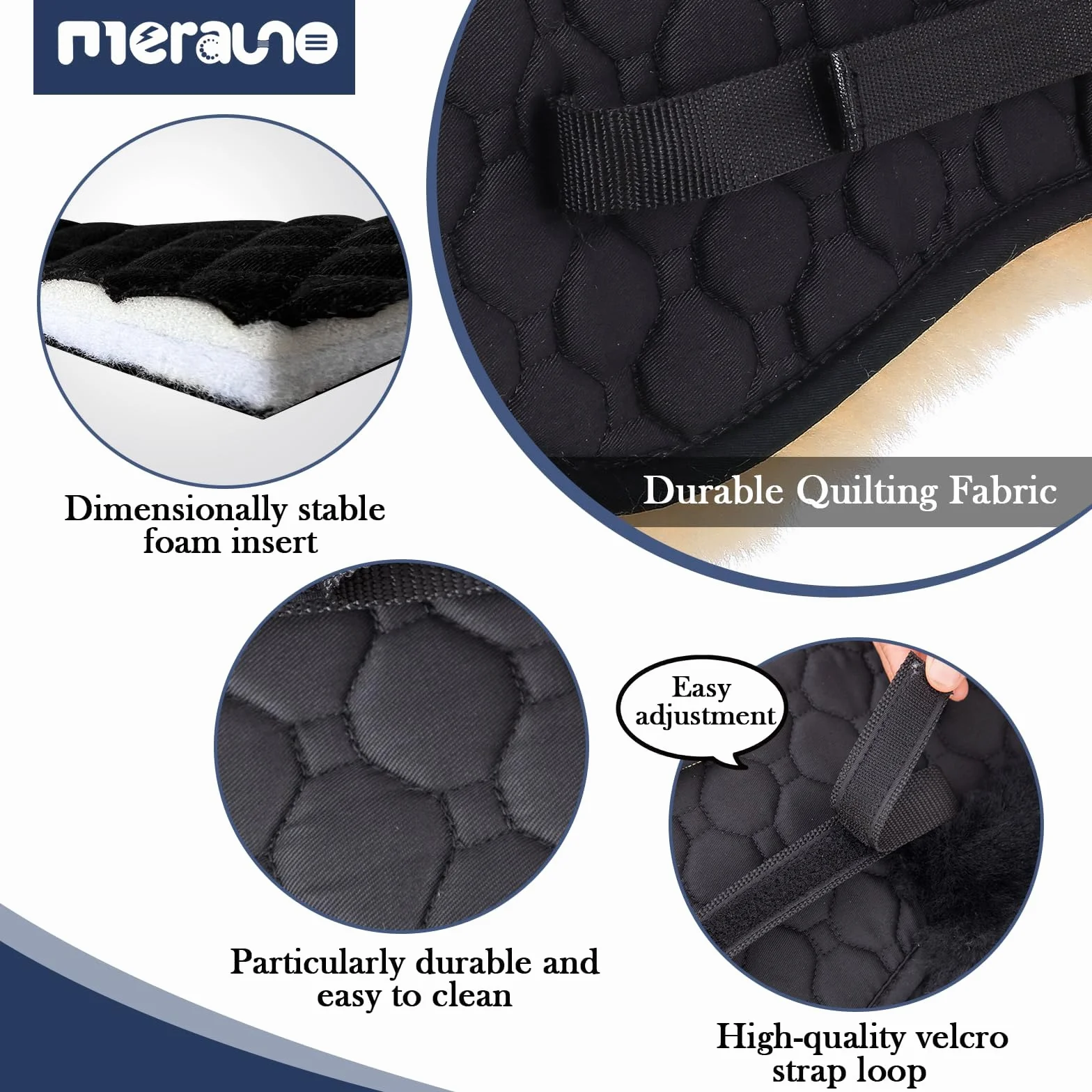 Podkładka korekcyjna ze skóry jagnięcej Half Saddle Pad Pikowana bawełna 4 kieszenie z wkładkami z pianki memory