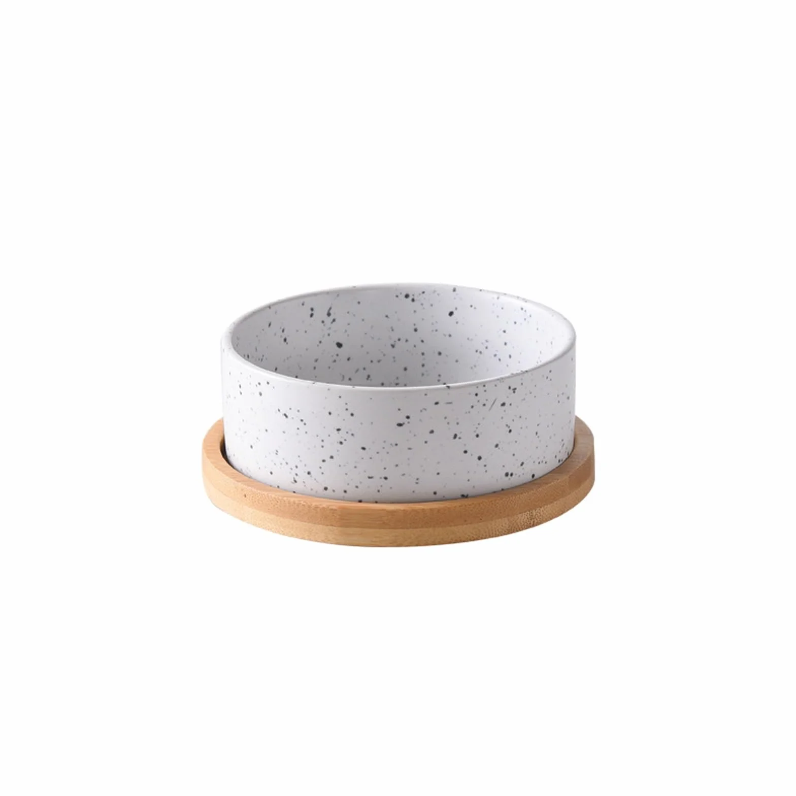 Ceramiczna miska dla psa Obciążona miska na karmę dla psa z drewnianą podkładką Miska na karmę dla zwierząt, miska na mokrą lub suchą karmę i wodę, akcesoria dla kotów domowych(Single tray)