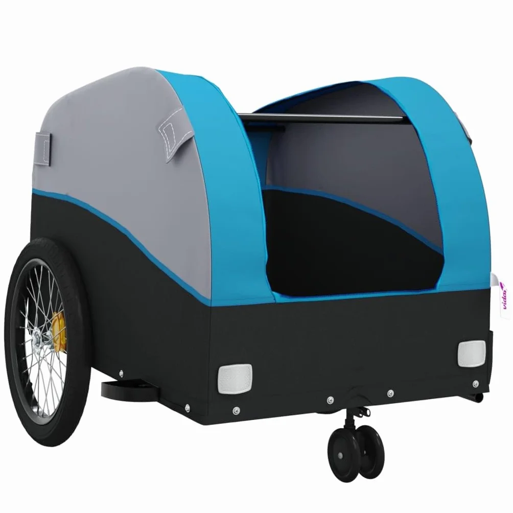 Przyczepa rowerowa, czarna, pomarańczowa, wykonana z żelaza, udźwig, z flagą bezpieczeństwa, 123 x 52 x, idealna do transportu bagażu, zwierząt domowych, zakupów, aktywności na świeżym powietrzu i na