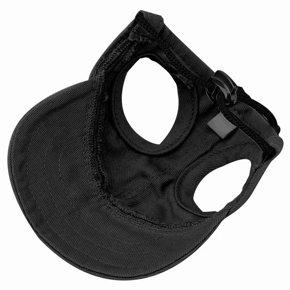 Czapka z daszkiem dla zwierząt domowych, czapka dla psa czapka sportowa dla psów czapka przeciwsłoneczna dla psów regulowany pasek letnia czapka podróżna z otworami na uszy (M-czarny)