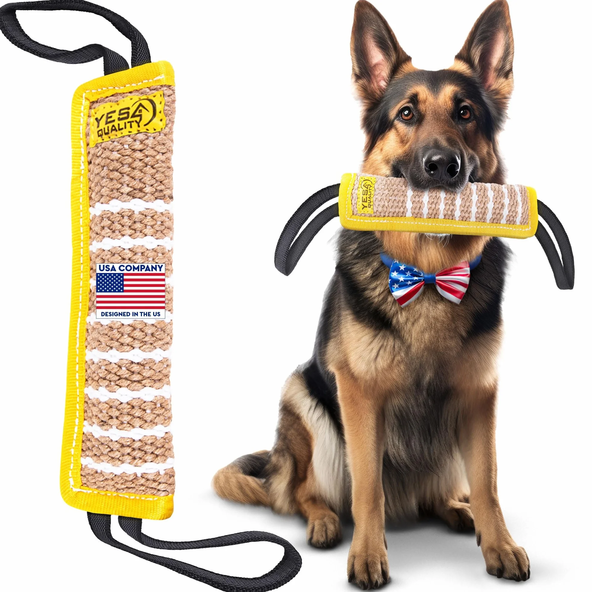 Dog Tug Toy (30.5 x 8cm), Durable Pull Toy w/ 2 Soft & Strong Handles, Tough Jute Training Toy for Medium to Large Dogs by Yes4Quality