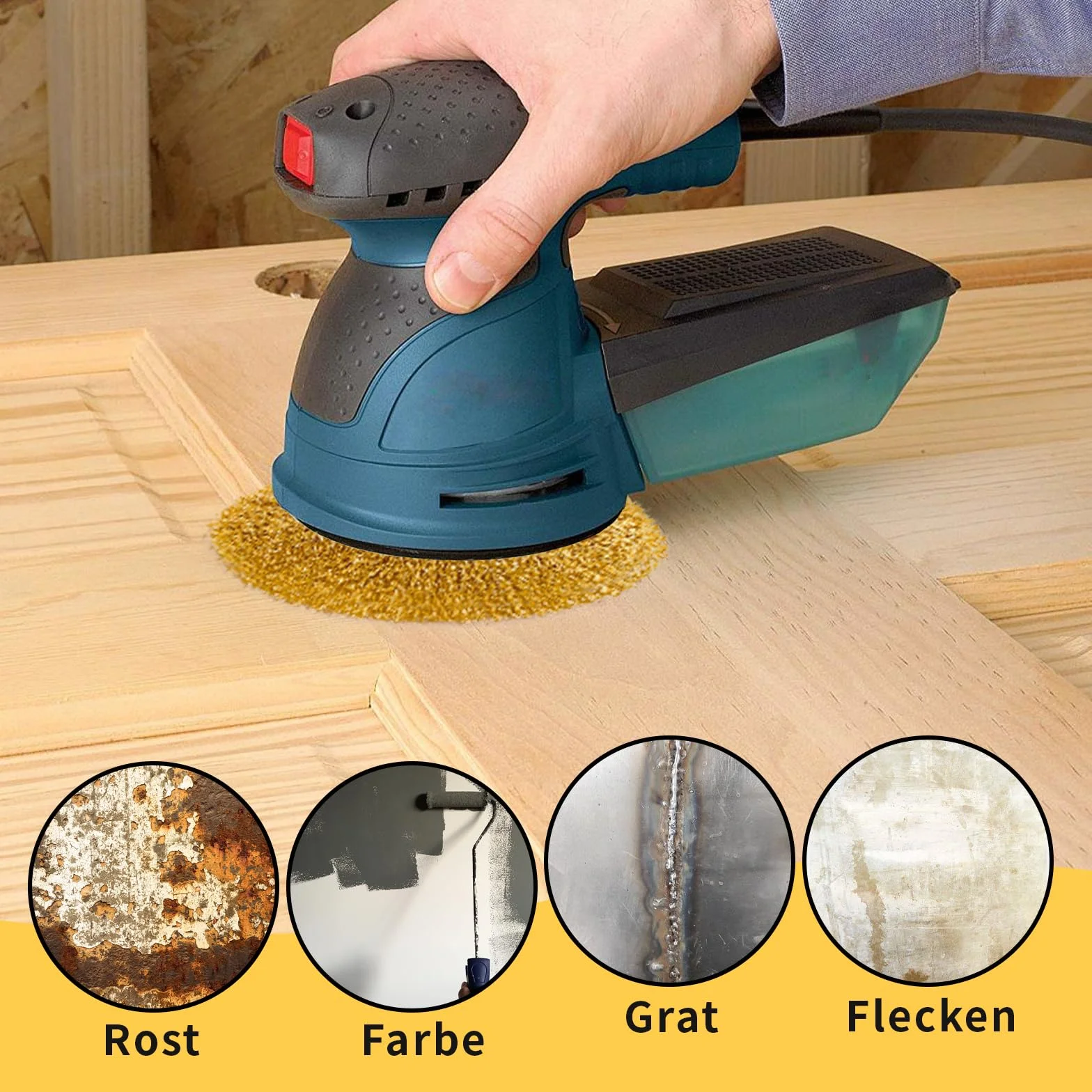 Szczotka do fug z drutu stalowego 10 cm mosiężna, kompatybilna z Gloria Multibrush, 2 sztuki