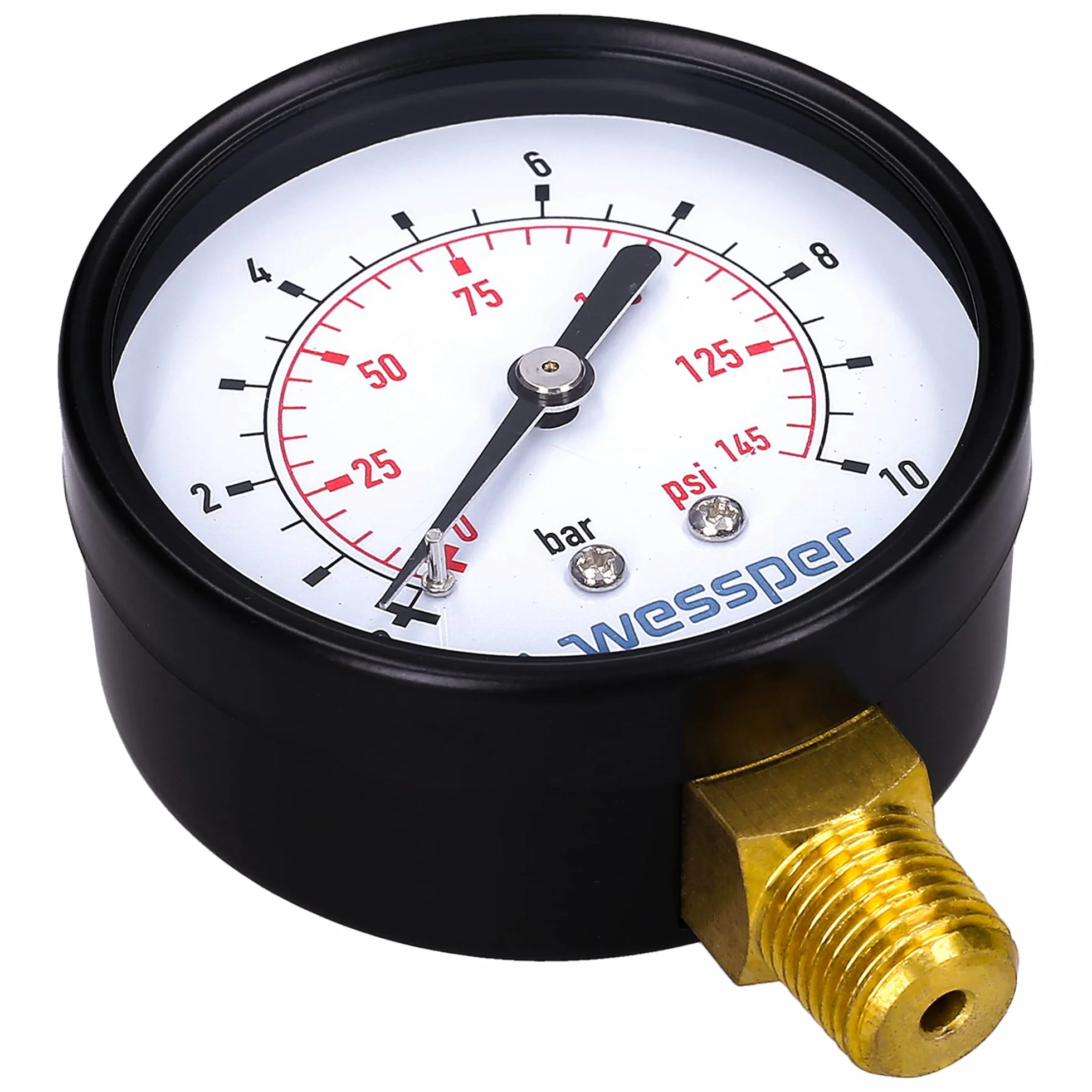 Wessper Manometr 2 Sztuki z Adapterem 10 bar 0-145 psi Ø 1" Podwójna Skala