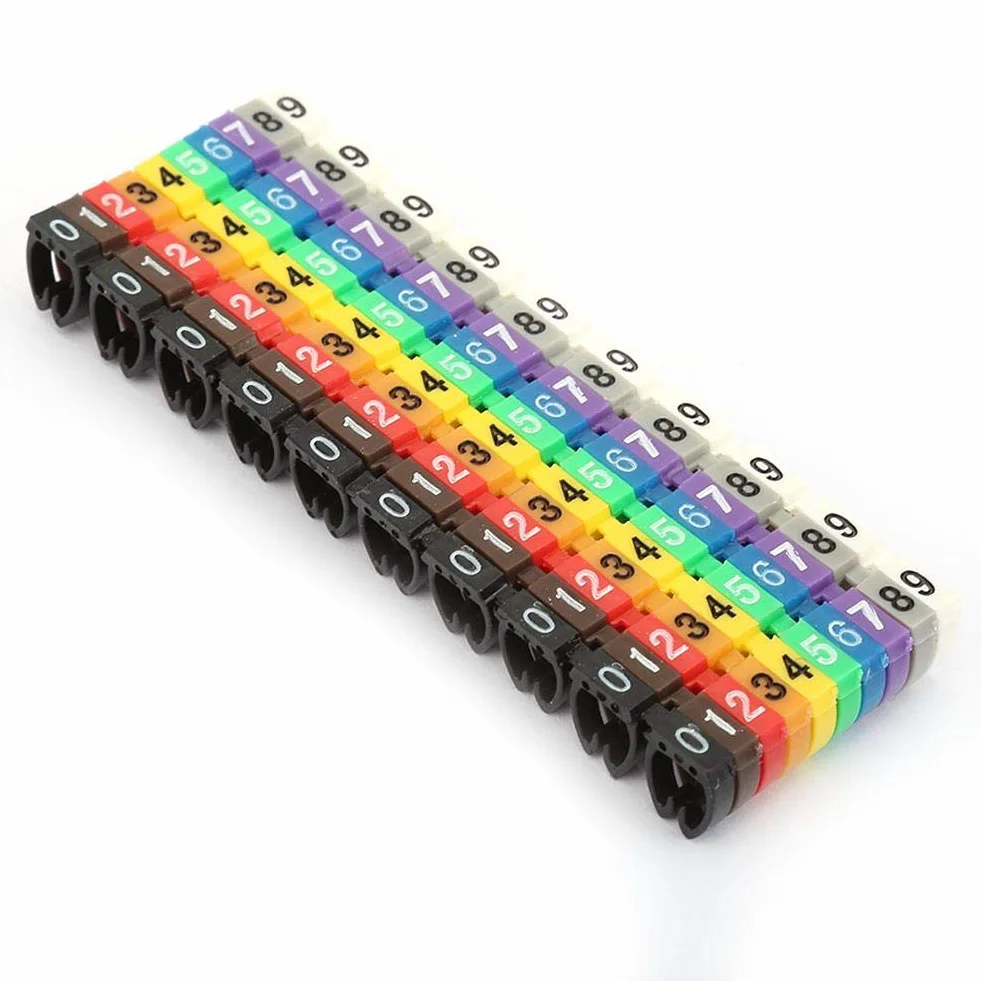 Precyzyjnie wykończona rura znacznika do kabli, prosty numer drutu z tworzywa sztucznego, (100 szt. -6 mm 6 kwadratów)