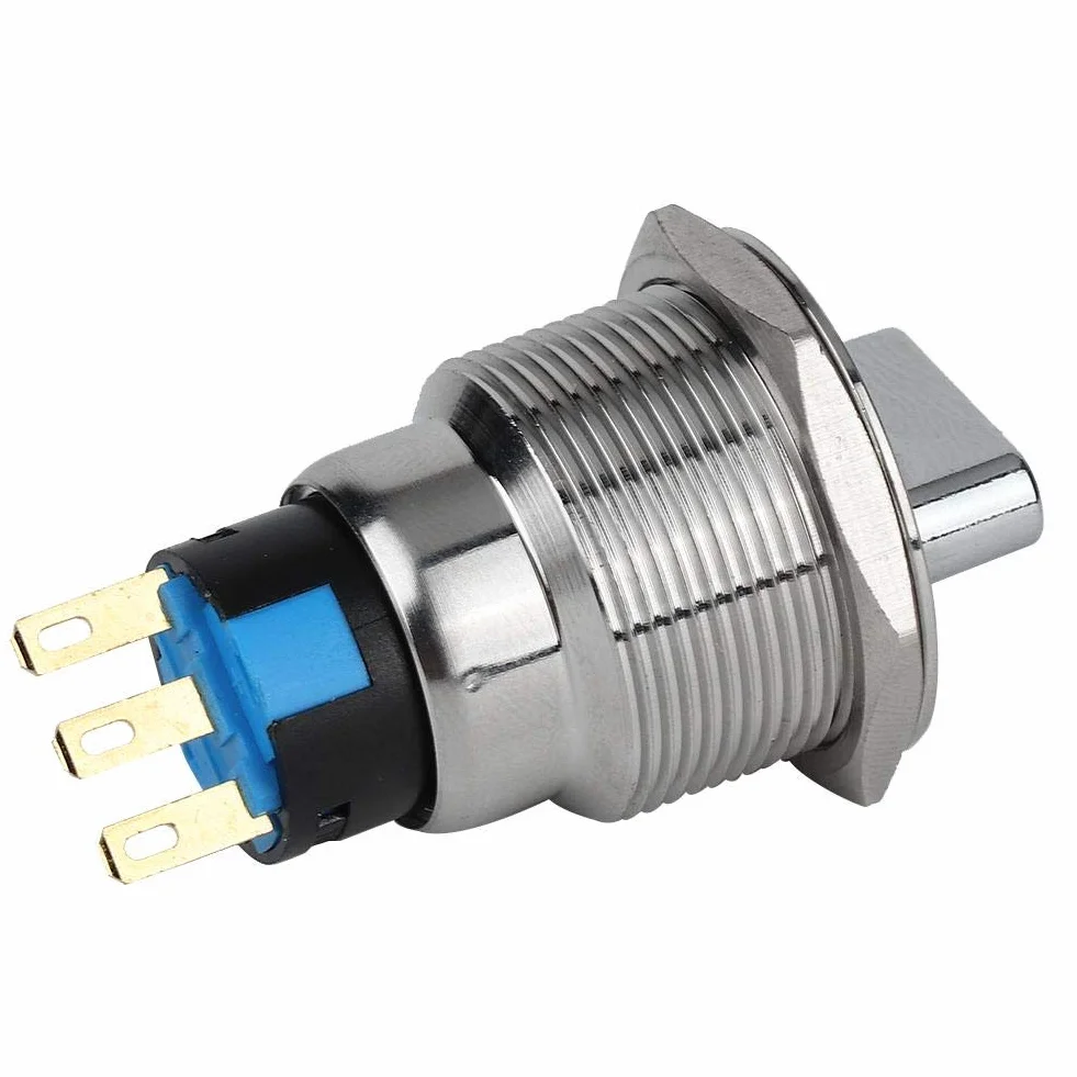 Przełącznik obrotowy, 19 mm, stal nierdzewna, wodoszczelność IP67, przełącznik przełączania z ciśnieniem roboczym 5-14 N, przełącznik do urządzeń gospodarstwa domowego, modyfikacja pojazdu (3 piny i 2