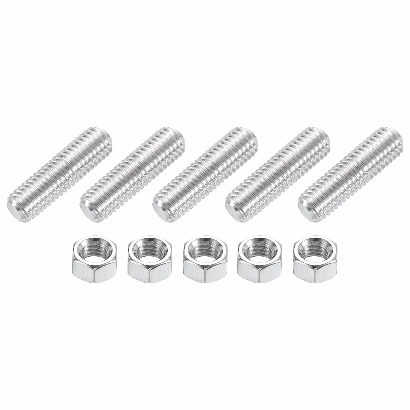 QUARKZMAN Pręt z pełnym gwintem 3/8"-16, 5 sztuk ze stali nierdzewnej 304, śruba z długim gwintem 1,6", długość gwintu prawego do montażu mebli i mocowania