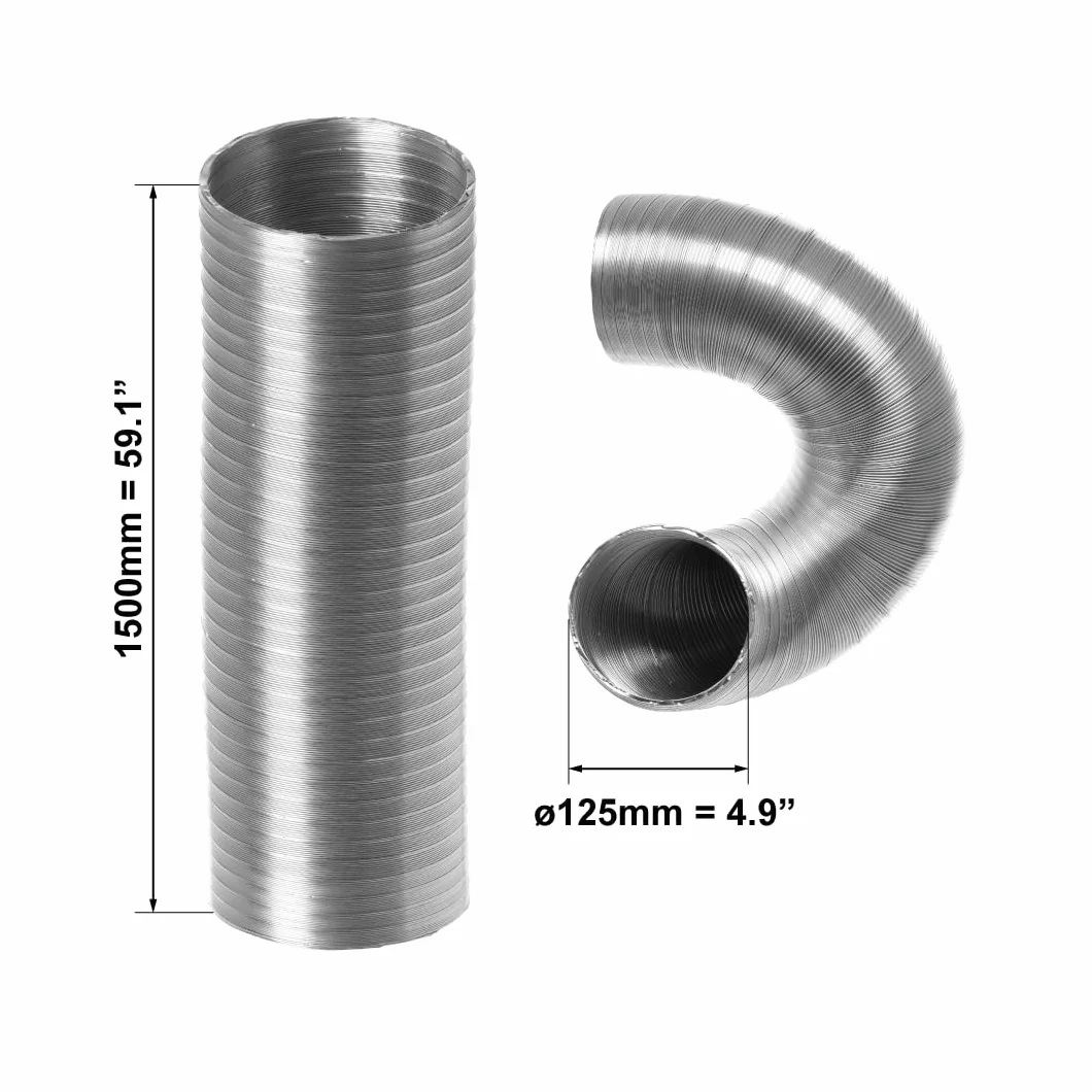 Aluminiowa rura elastyczna Ø 125 mm długość 1,5 m wąż wentylacyjny Aluflex