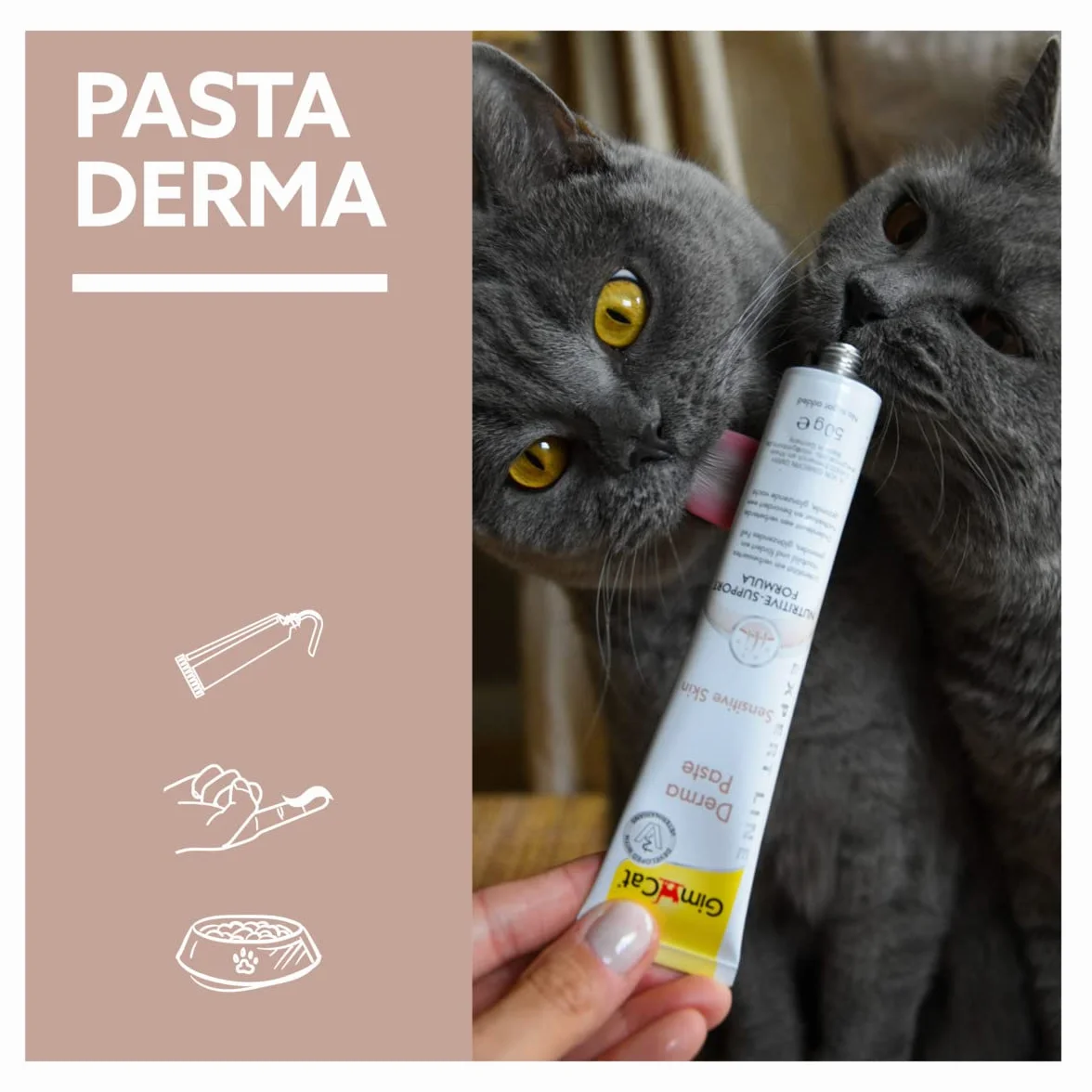 GimCat EXPERT LINE Derma pasta - Funkcjonalny przysmak dla kotów wspomagający zdrowie skóry i sierści - 1 tubka (1 x 50 g)