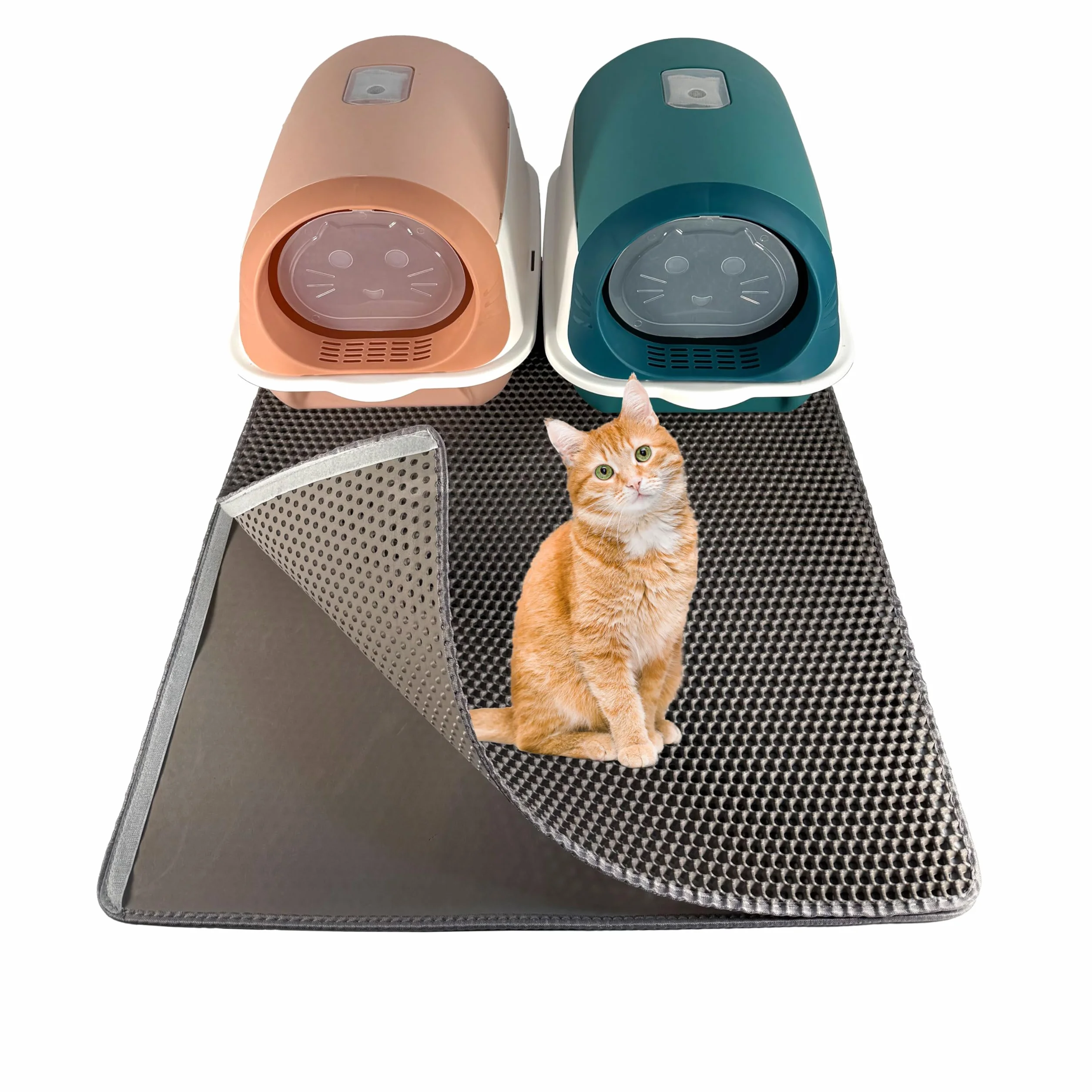 Mata szara 90x76 cm pod kuwetę dla kota – zatrzymuje żwirek – wodoodporna i antypoślizgowa – miękka i łatwa w czyszczeniu – idealna przed kuwetę – duży rozmiar