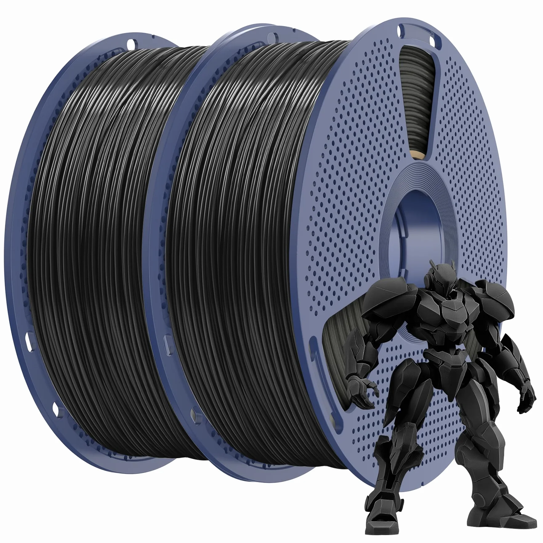 SUNLU ABS Filament 1.75mm Pakiet, Filament do drukarki 3D 1 kg*2, ABS o wysokiej odporności na ciepło 1,75 mm do funkcjonalnego drukowania 3D, 1kg na Szpulę, 2 Rolki, Czarny+Czarny