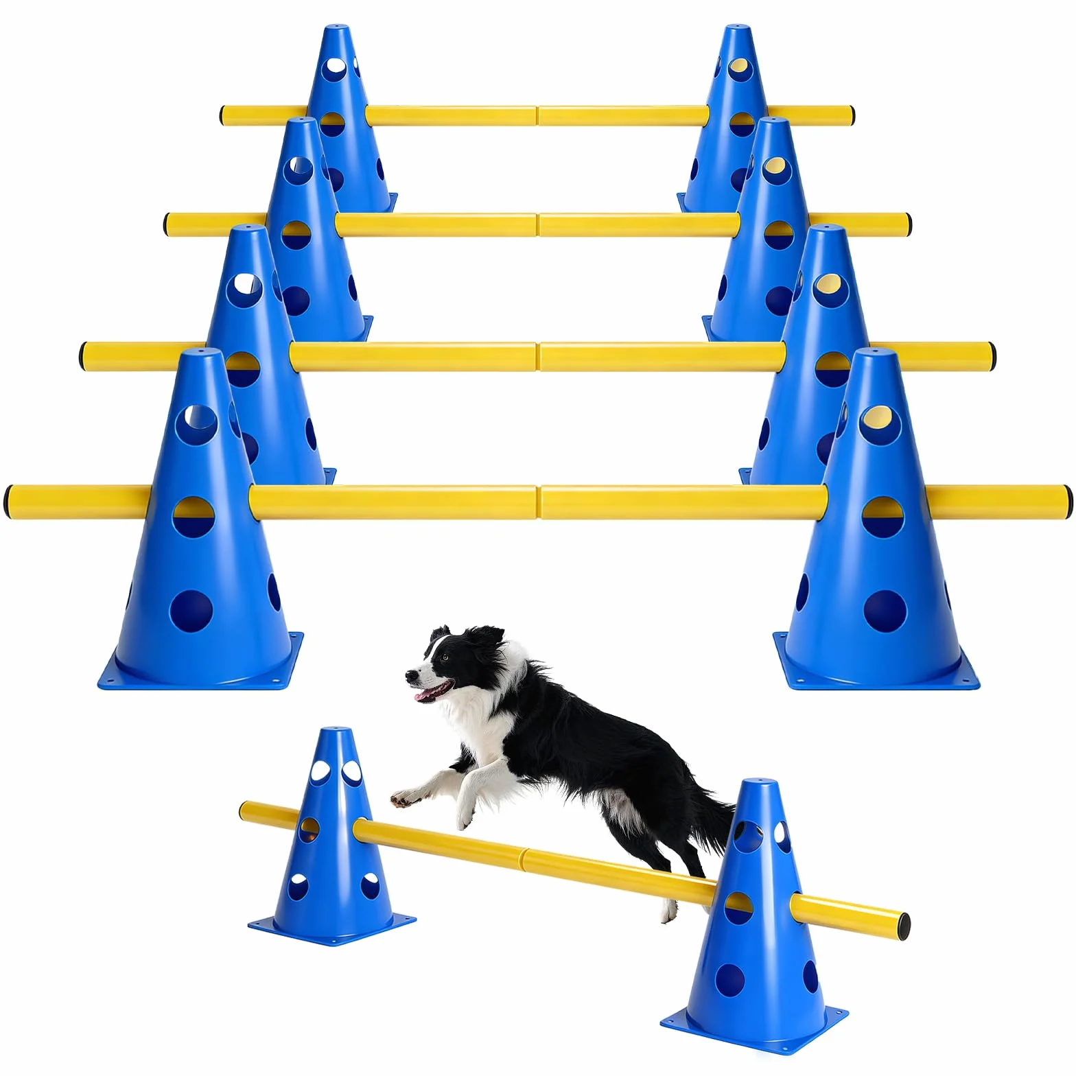 Zestaw Agility 8-częściowy dla psów, Cavaletti dla psa, hobby konie, przeszkody, słupki, przeszkody, hobby horsing, trening psów, akcesoria do agility