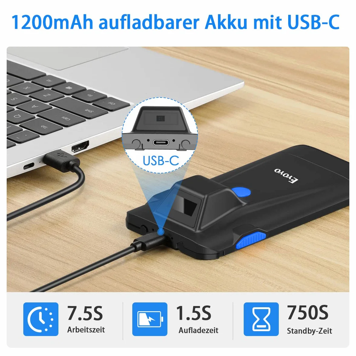 Czytnik kodów kreskowych Bluetooth 2D, Klip Skaner Retro Przenośny Akumulator Bezprzewodowy 3-w-1 USB do zarządzania zapasami Magazyn Szczegóły dla Telefonu z systemem Android, IOS