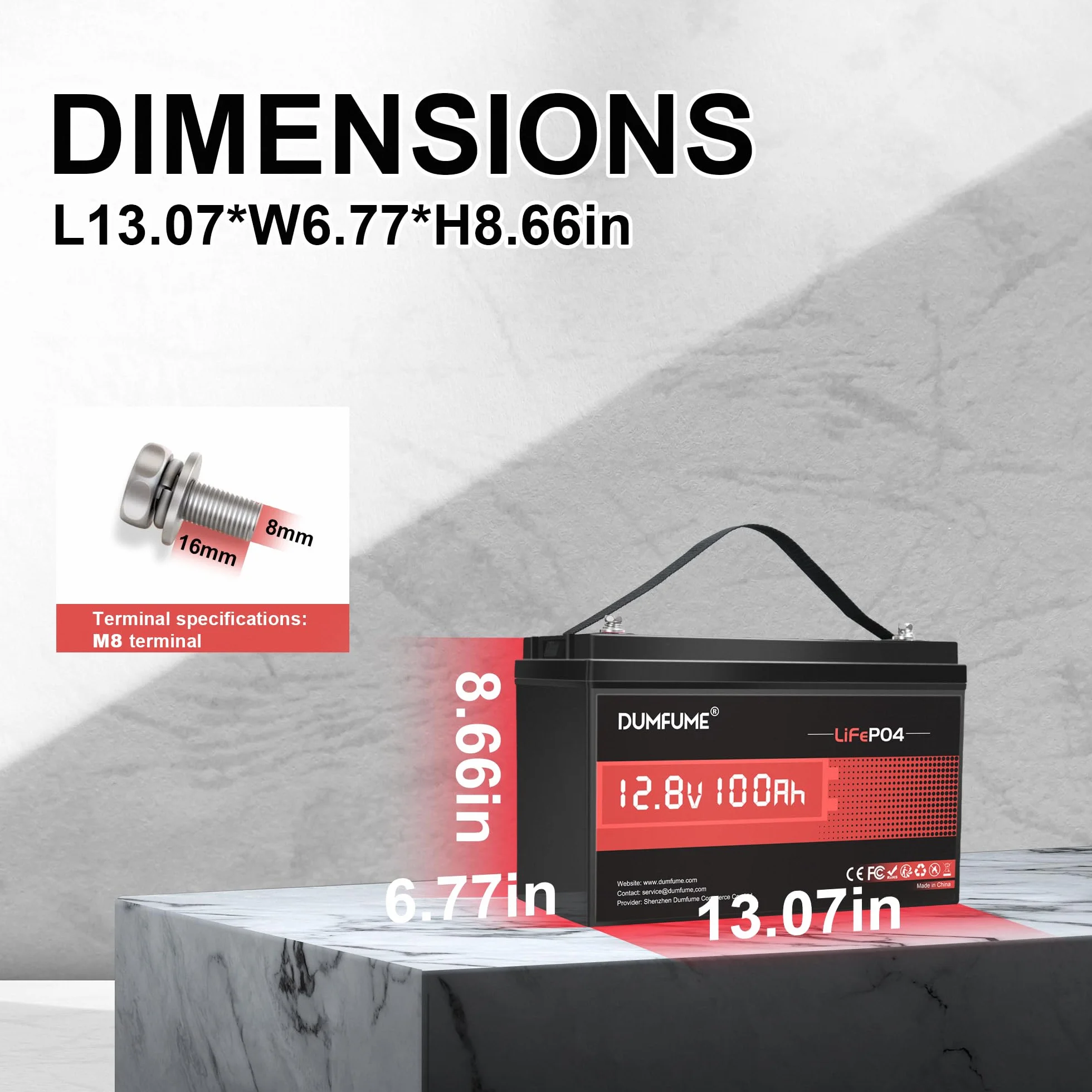 12V 100Ah Bateria Litowa LiFePO4 z BMS 100A, Do 15000 Cykli, 1.28kWh, Wysoka Gęstość Energii, Idealna do Kamperów, Przyczep Kempingowych, Kampingu i Zastosowań Off-Grid