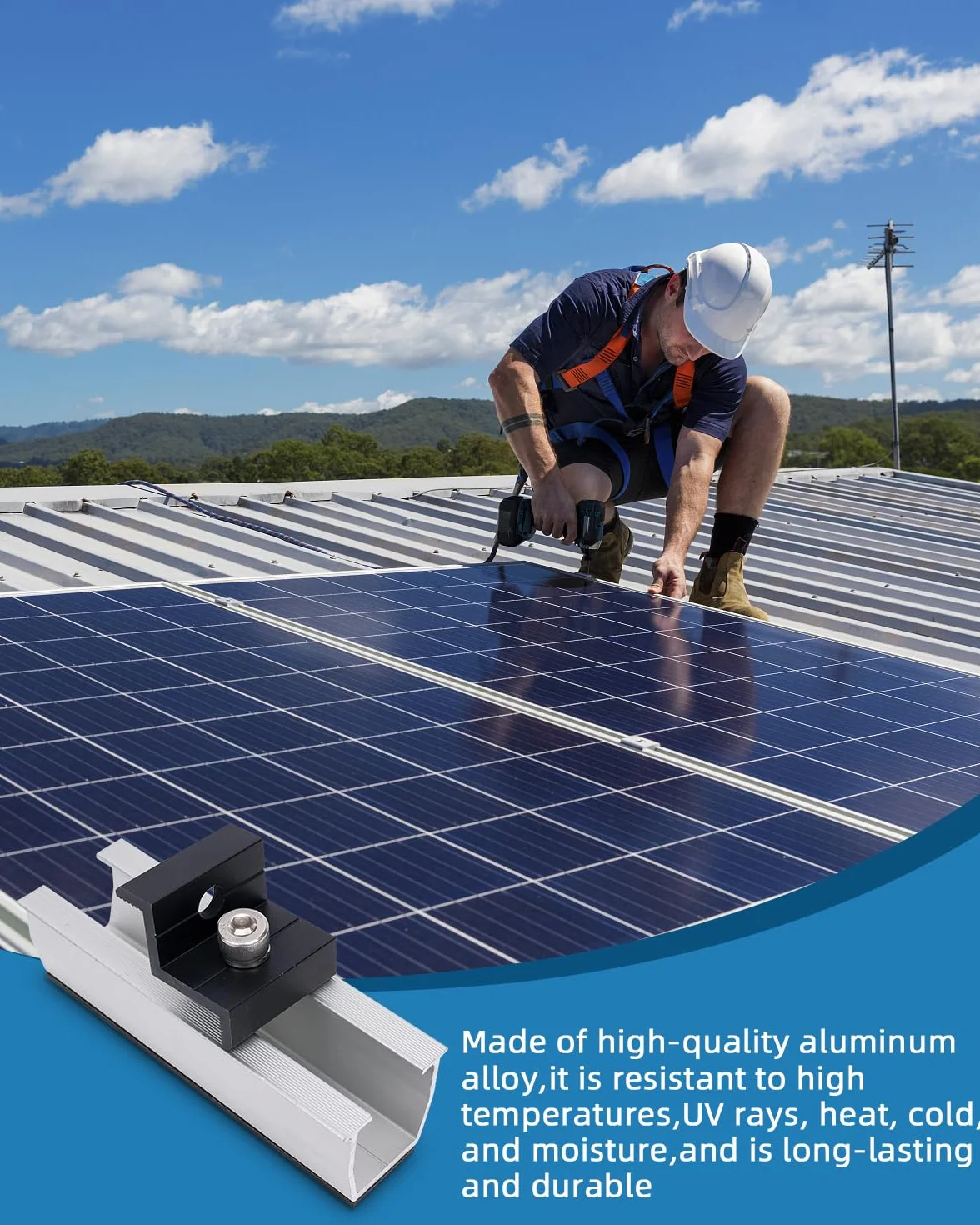 LEAZZLE zestaw montażowy uchwyt solarny płaski dach szyna mocująca PV panel słoneczny