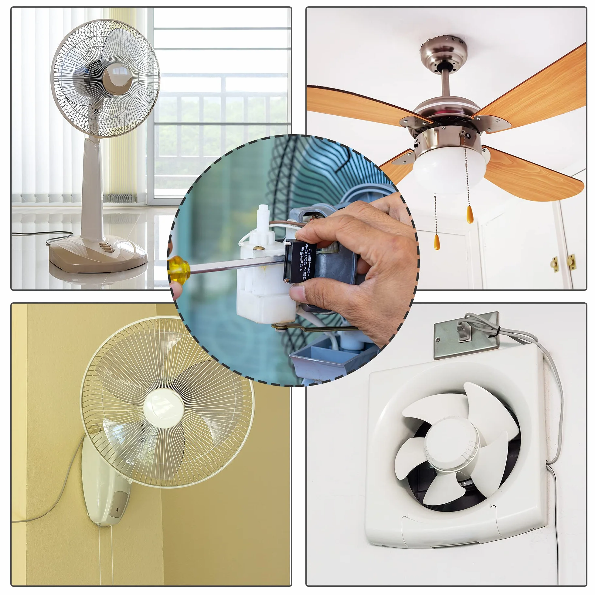 sourcing map Kondensator sufitowy CBB61 1.5uF 250 V AC 2 przewody metalizowany kondensator z folii polipropylenowej 37 x 24 x 13 mm do generatora pompy elektrycznej, 2 sztuki