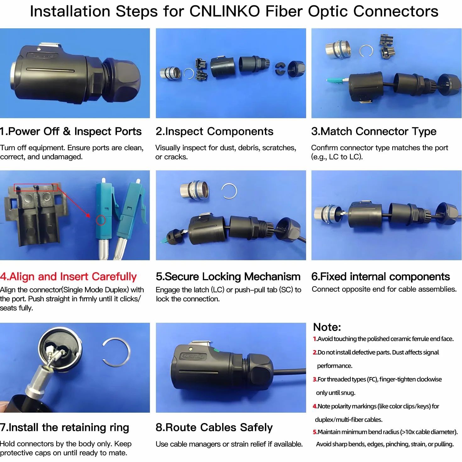 CNLINKO LP-24 złącze światłowodowe LC Single Mode Dual Core IP68 wtyczka optyczna wodoszczelna M24