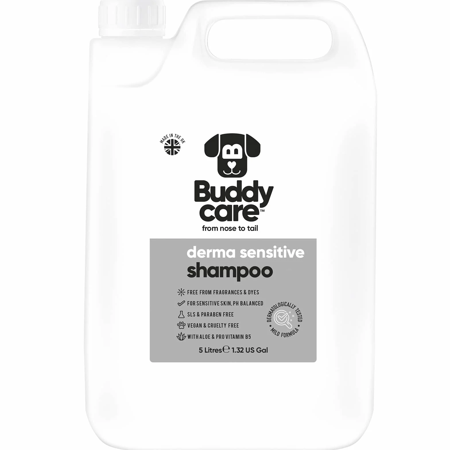 Buddycare Derma Sensitive szampon dla psów do skóry wrażliwej, z aloesem i prowitaminą B5 (5 l)