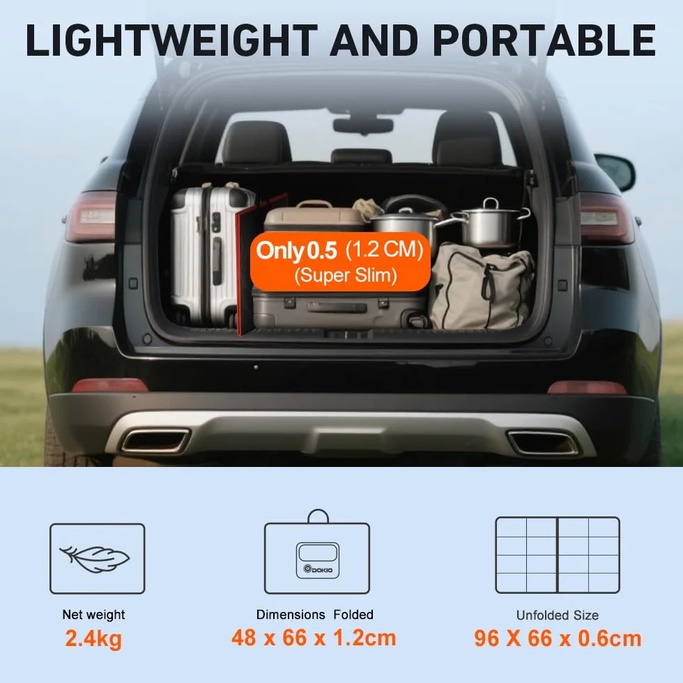 DOKIO 110 W 18 V moduł solarny monokrystaliczny przenośny składany panel słoneczny z kontrolerem LCD USB