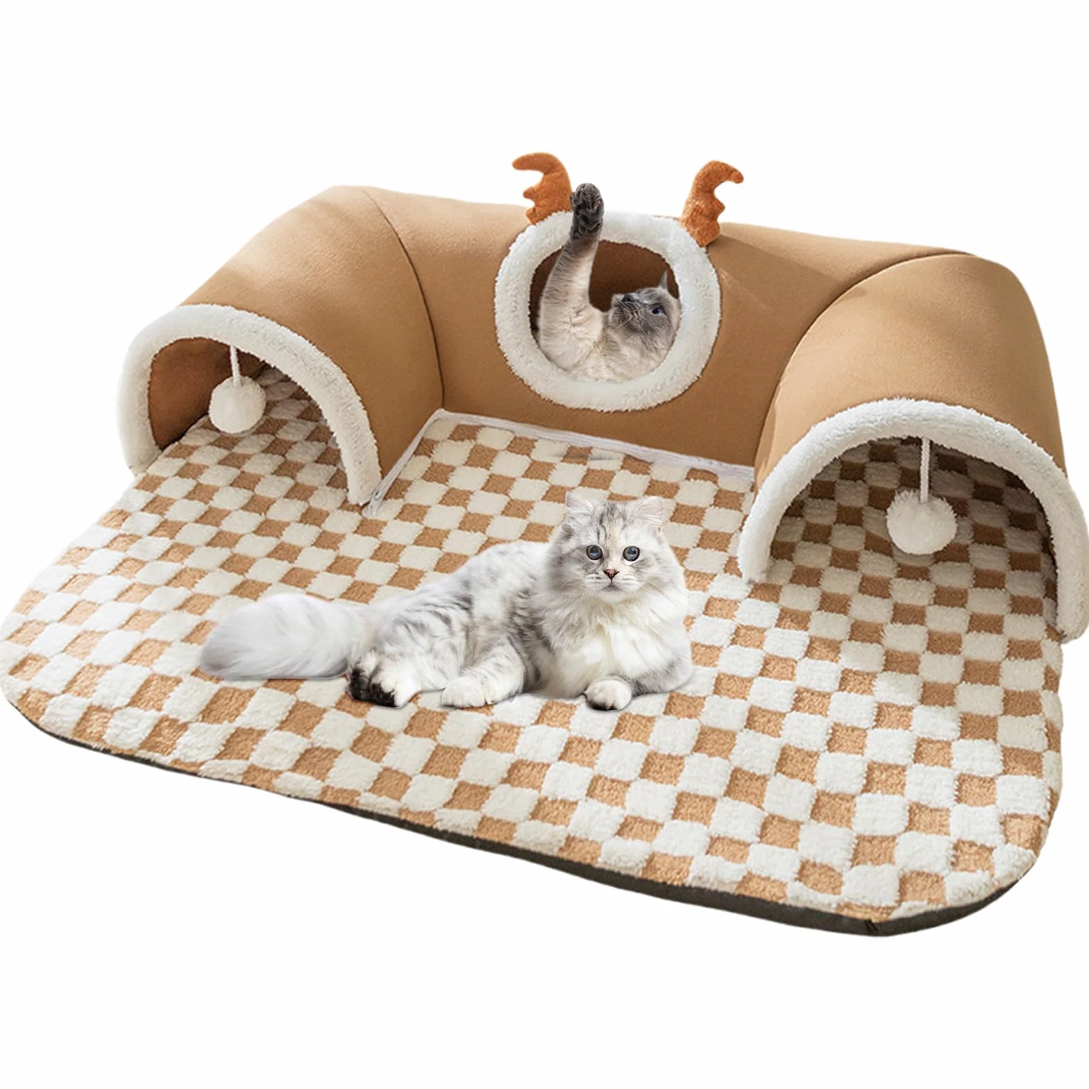 Cat Bed Tunnel, Pet Play Tunnel, 21.65x15.75 Inches Warm Shelter Tent, House Toys for Dog Puppy Kitten Animal Indoor Outdoor Wall Corner Games Resting Sleeping Outside Use