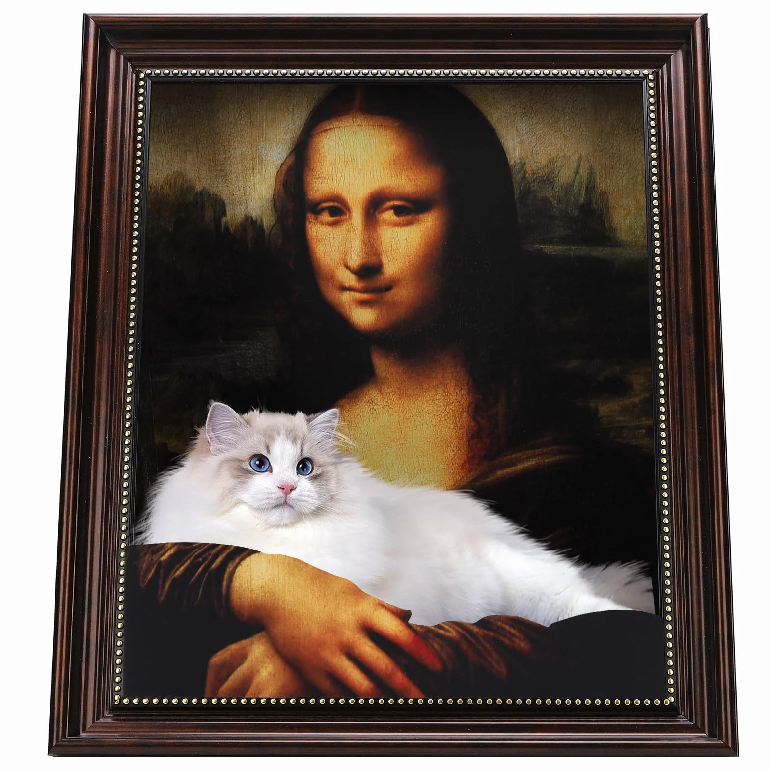 Mona Lisa legowisko dla kota – obraz olejny 4D - drapak dla kotów domowych, półokrągłe i podłokietniki, kartonowy domek dla kotów, nowość prezent dla kocich łap