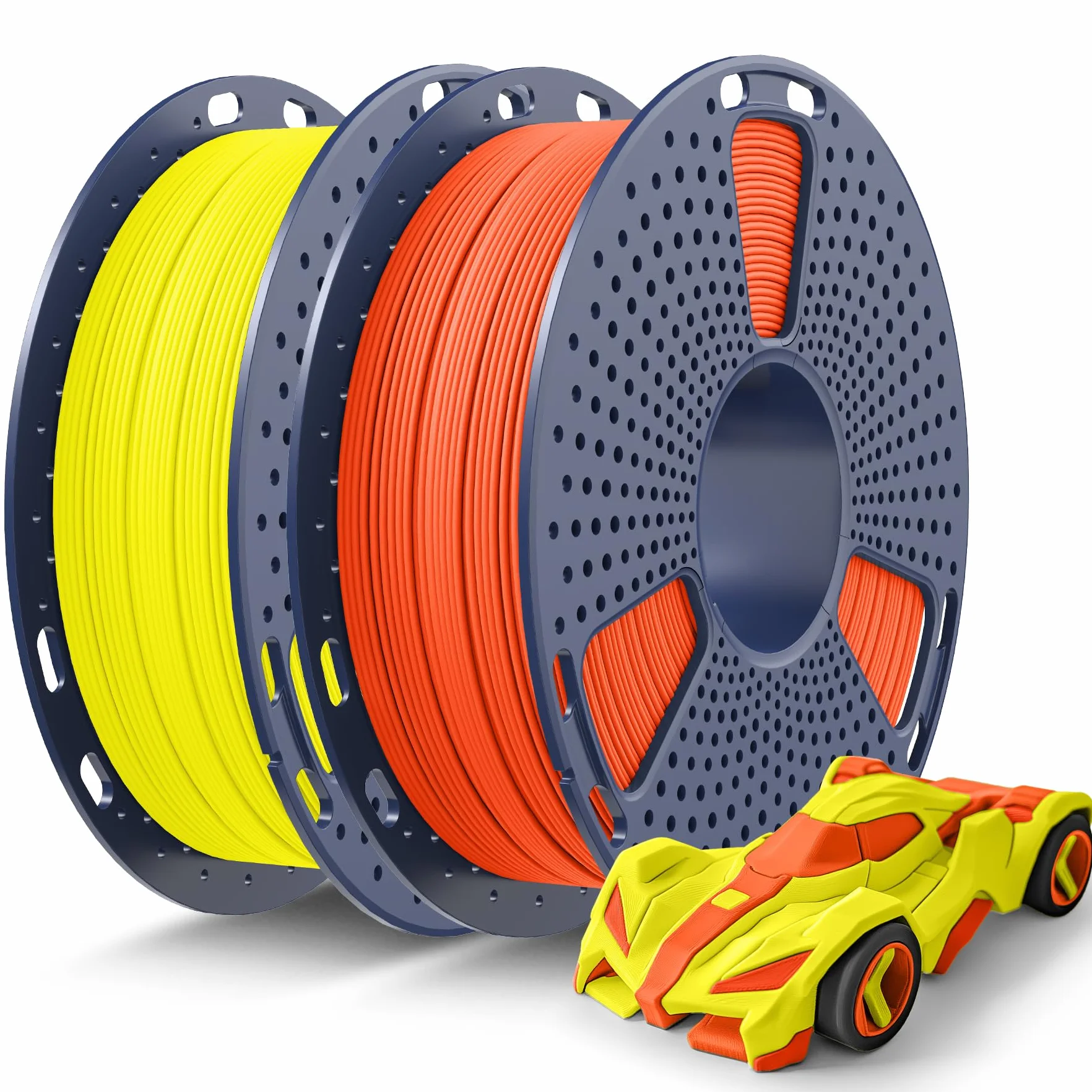 SUNLU Rapid PETG Filament 1,75 mm, 1 kg, szybkie drukowanie do 600 mm/s, dokładność pomiaru ± 0,02 mm, 0,5 kg x 2 szpulki (pomarańczowy+żółty)
