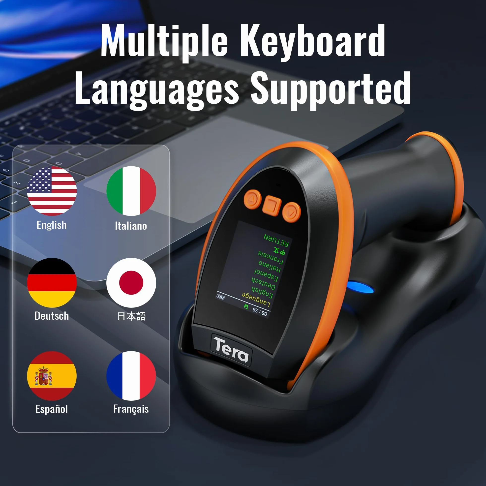 Tera Skaner kodów kreskowych 1D 2D QR Bluetooth 2.4G bezprzewodowy USB