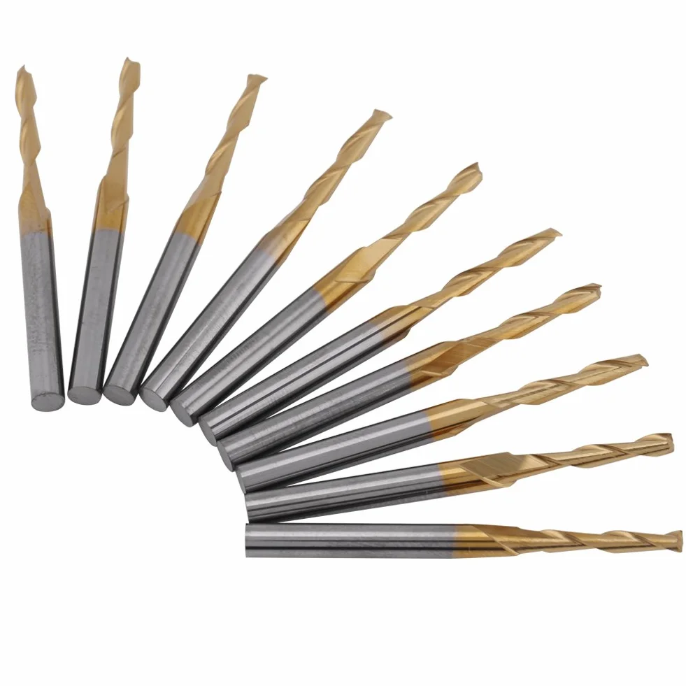 Frez trzpieniowy z twardego metalu tytanowego 3,175 mm 2 mm zestaw 10 szt.
