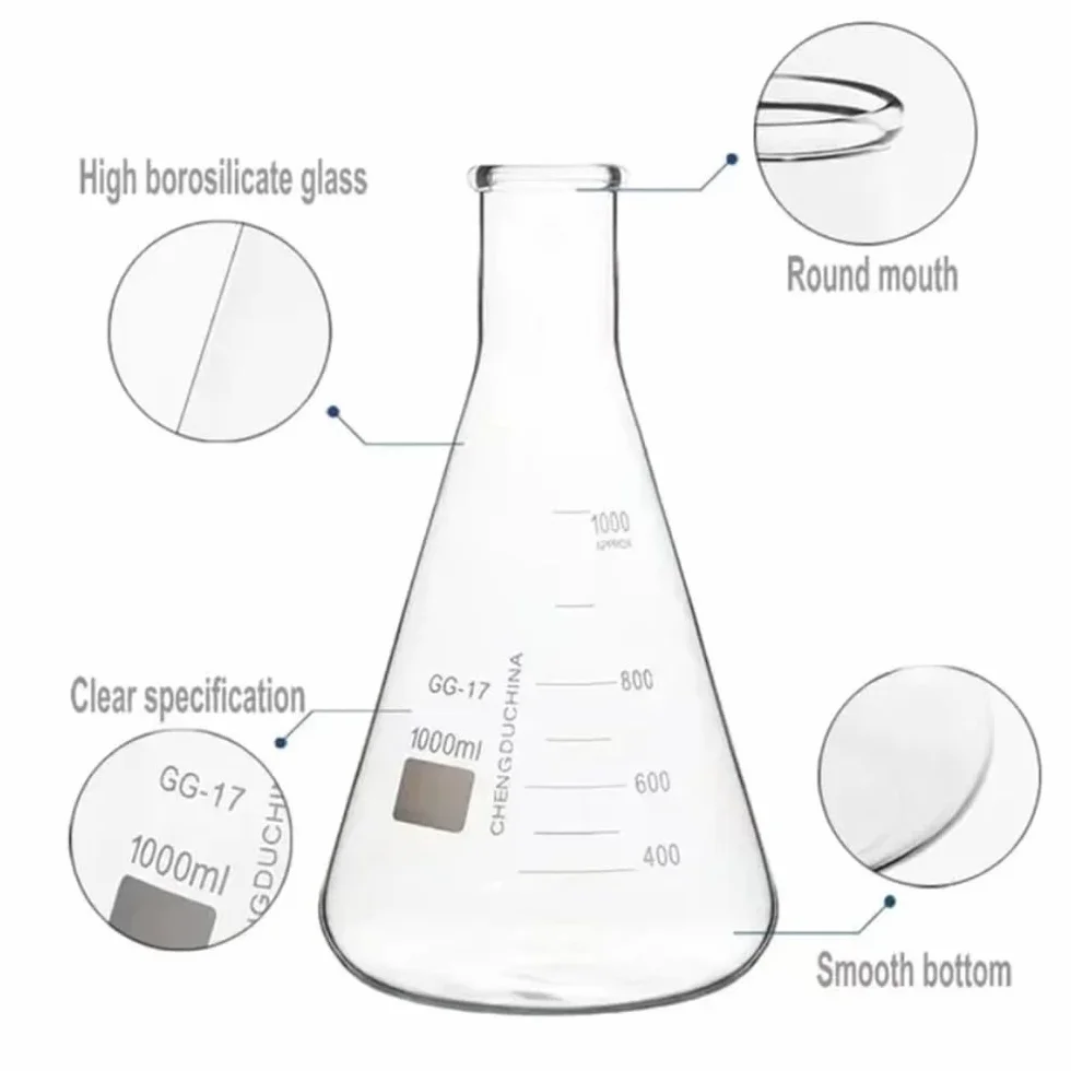 Sprzęt laboratoryjny i wyposażenie 1 sztuka 150 ml/200 ml/250 ml/300 ml/500 ml/1000 ml szklana stożkowa kolba stożkowa do wyposażenia laboratoryjnego (300 ml)