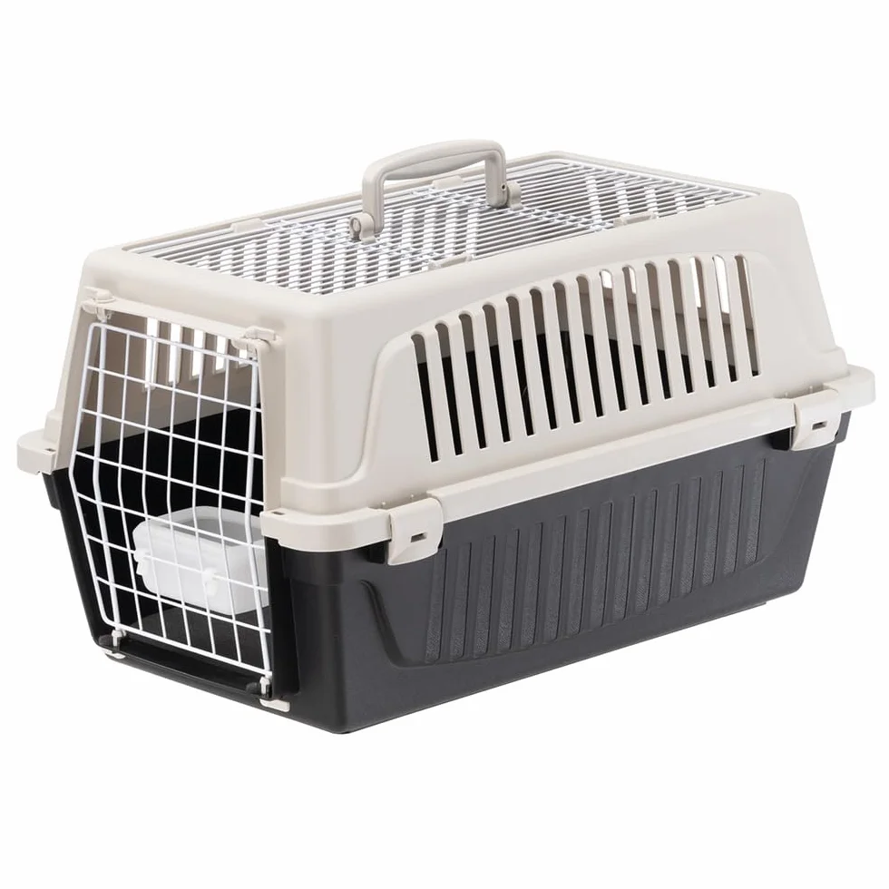 Ferplast Atlas 20 Open transporter dla małych psów i kotów do 8 kg, z poduszką i miską, otwory wentylacyjne, 37 x 58 x wys. 32 cm, pojemnik transportowy Atlas 20 Open