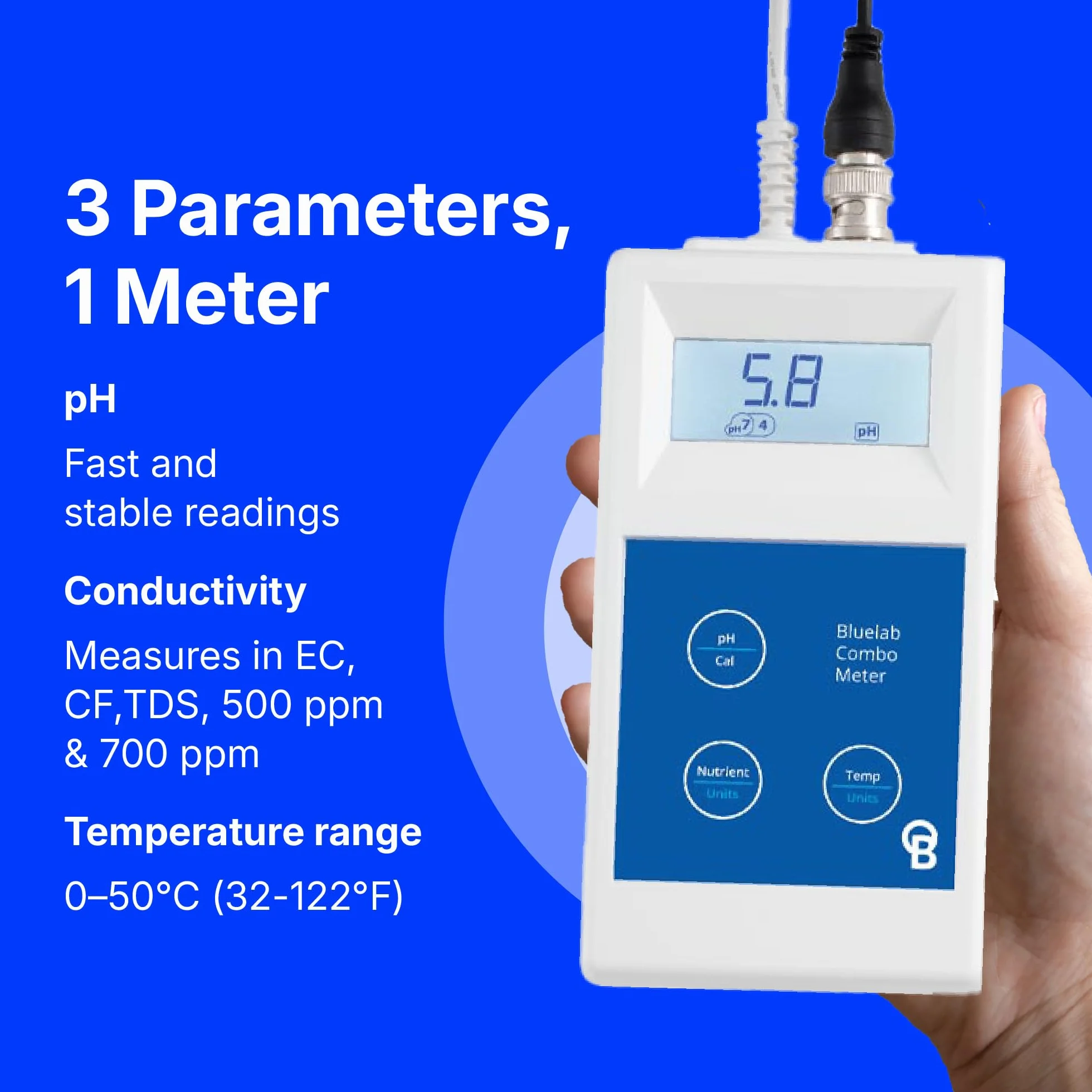 Bluelab Combo Meter System Testujący Gospodarstwa Domowego, Wielokolorowy, 14.48 x 7.62 x 3.78 cm