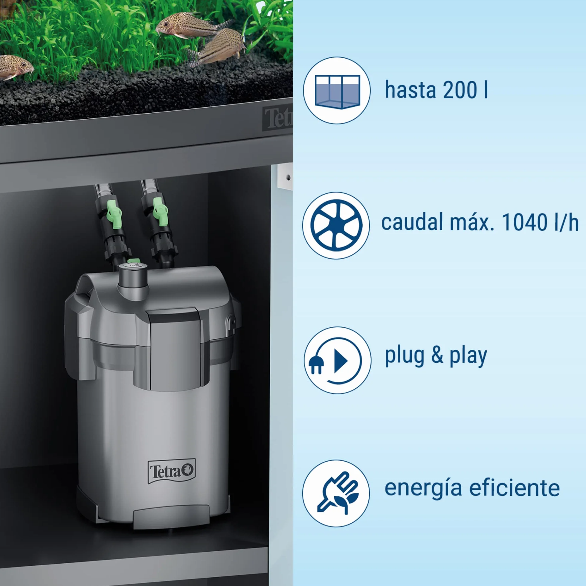 Tetra Filtr zewnętrzny do akwarium EX 700 Plus – wydajny filtr do akwariów do 200 l, tworzy krystalicznie czystą wodę odpowiednią dla ryb