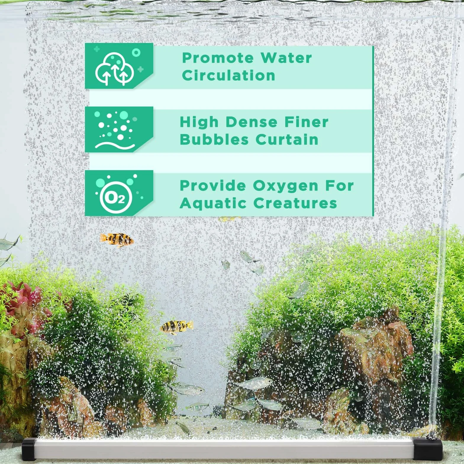Hygger paski do tlenu do akwarium, cichy dozownik powietrza do akwarium, kamień tlenowy do zestawu akwarium, dyfuzor do akwarium Fish Tank Bubbler z wężem powietrznym do wody słodkiej i słonej (35 cm)