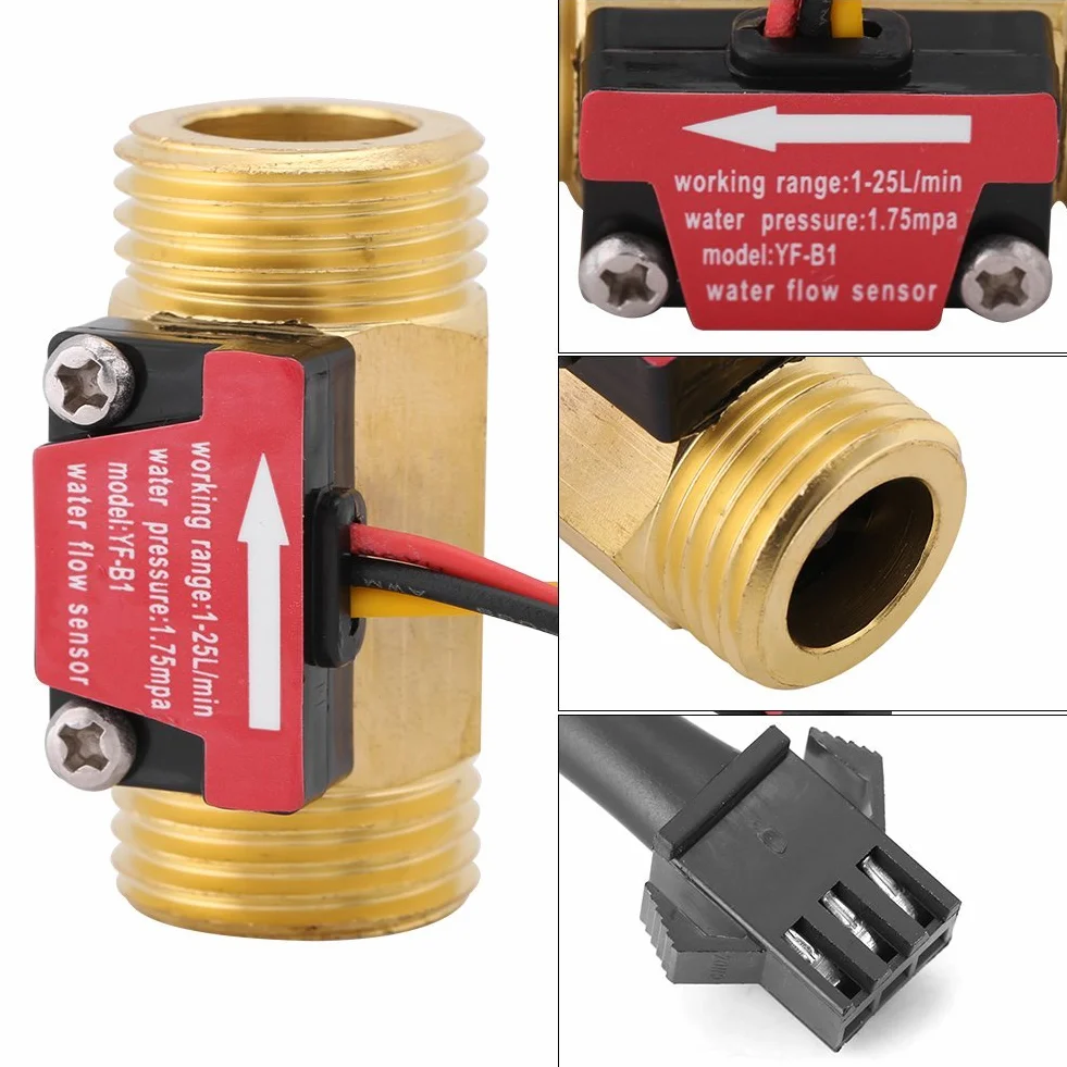 Magnetyczny przepływomierz wody G1/2 1-25 L/min z czujnikiem Halla gwint zewnętrzny