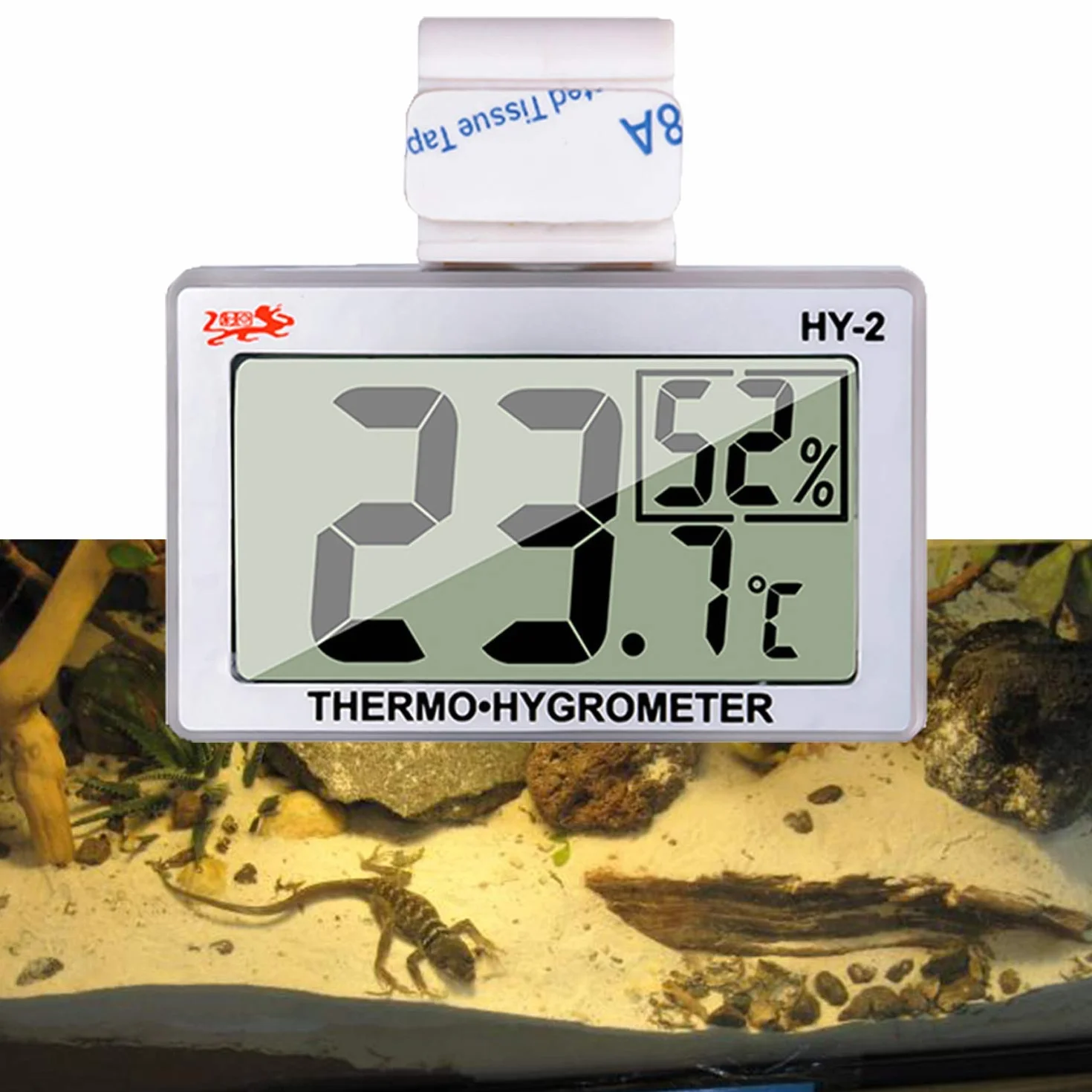 capetsma Termometr dla gadów, cyfrowy termometr higrometr do terrarium gadów, monitor temperatury i wilgotności w akrylowym i szklanym terrarium, dokładny, łatwy do odczytania - bez niechlujnych przewodów... (1 opakowanie)