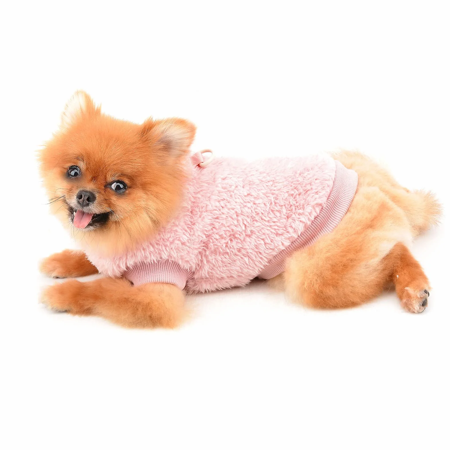 SMALLLEE_LUCKY_STORE Sweter polarowy typu sherpa kamizelka golf sweter z pierścieniem w kształcie litery D miękka bluza dla małych psów, kotów, szczeniaków, chłopców, dziewcząt, yorki, chihuahua,