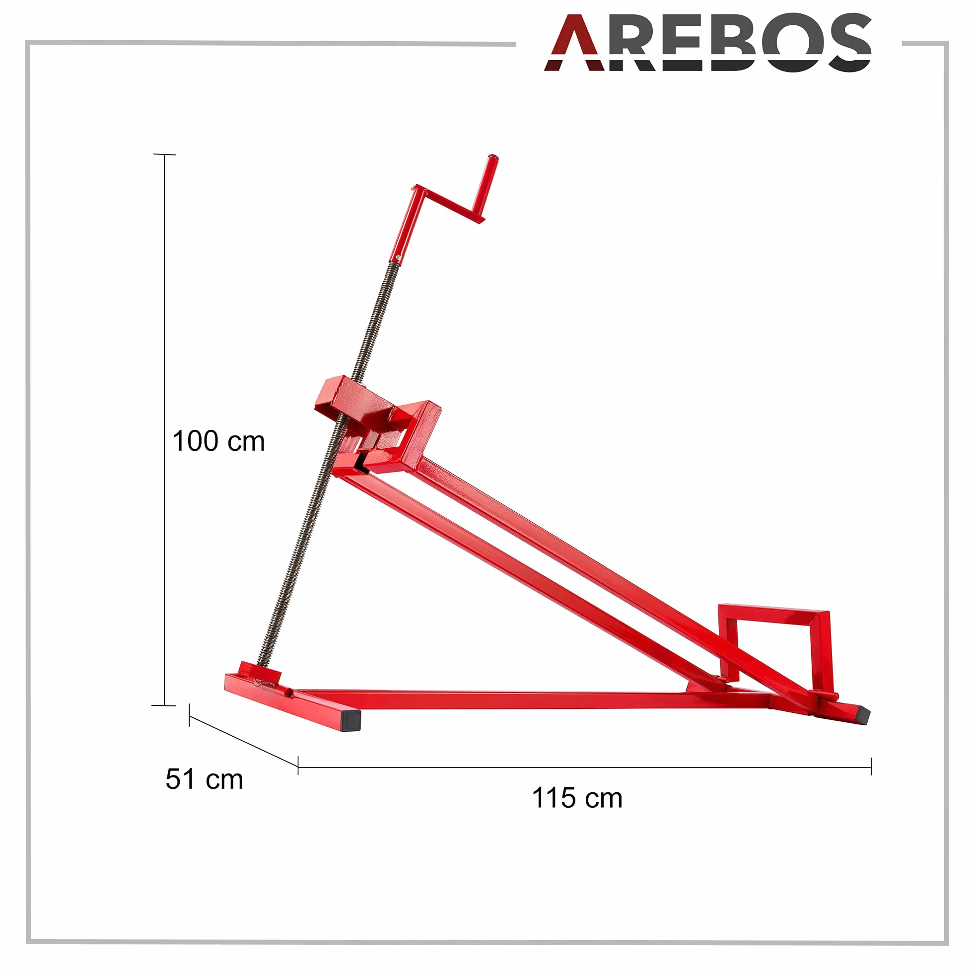 Arebos Podnośnik kosiarki | 450 kg | Kąt nachylenia ok. 45° | Czerwony | Stabilny i solidny
