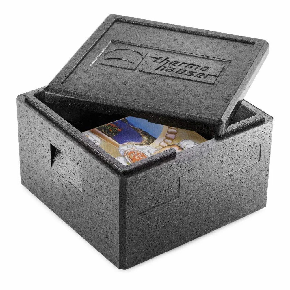 thermohauser EPP pojemnik na pizzę czarny z pokrywką – 41,5 litra – 41 x 41 x 40 cm – pudełko na pizzę