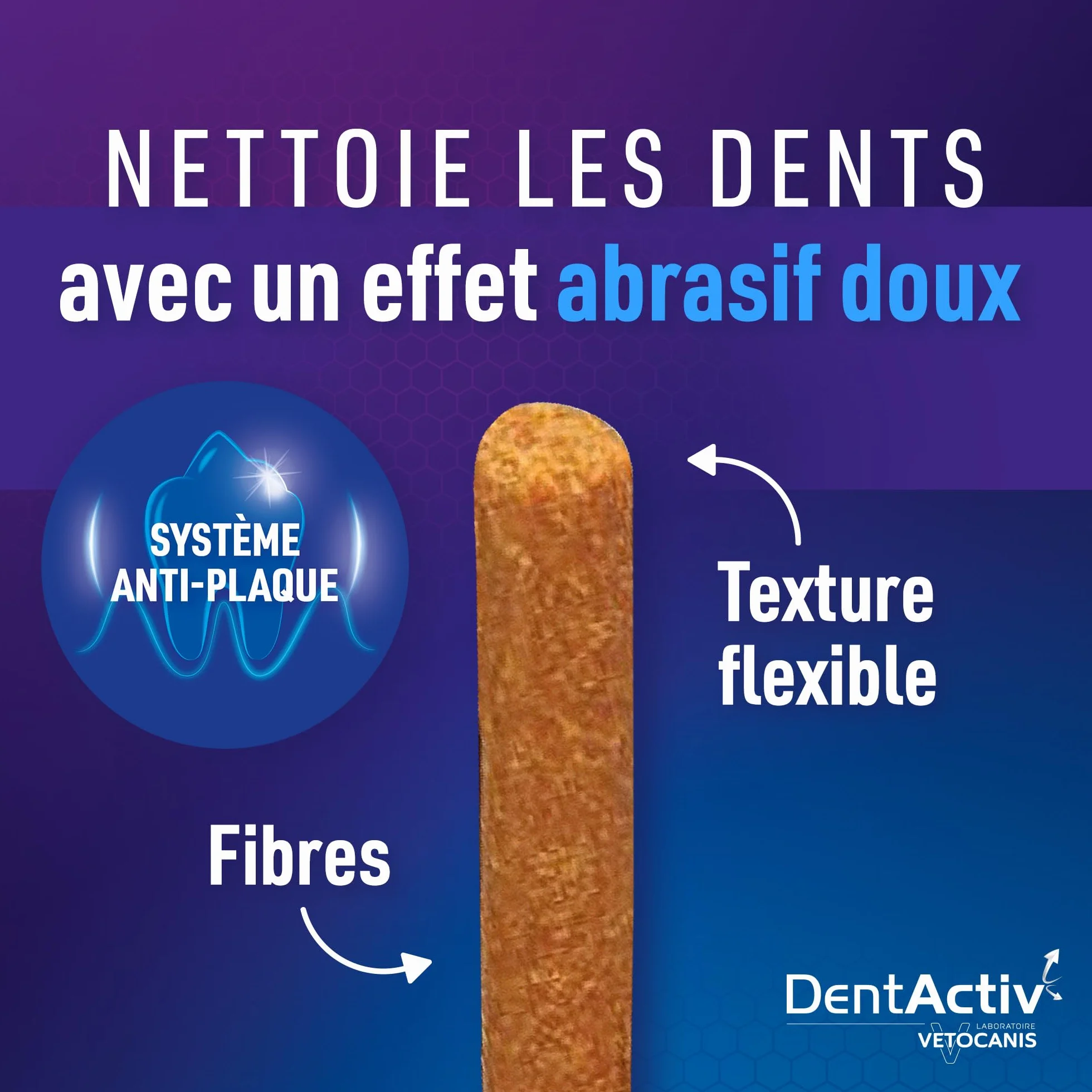 Vetocanis | Dentactiv | Stick Dental Cat | Przysmaki dla smakoszy dla kotów | Zdrowie i higieny kota | Bogate w mięso | 85% kurczaka | polecany przez weterynarzy | System przeciw płytkom